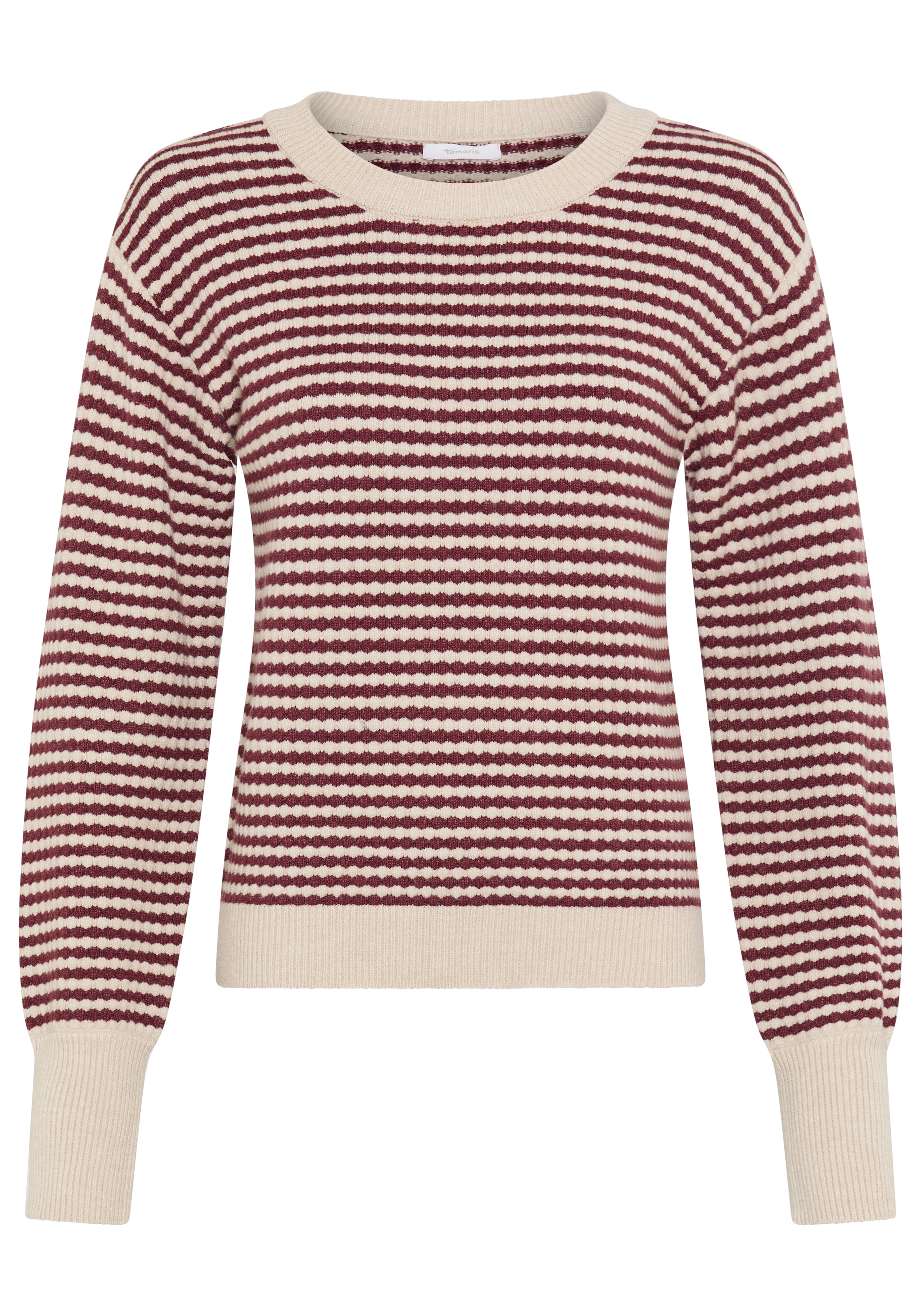 Tamaris Strickpullover »mit gestreifter Optik« aus modischem Strukturstrick