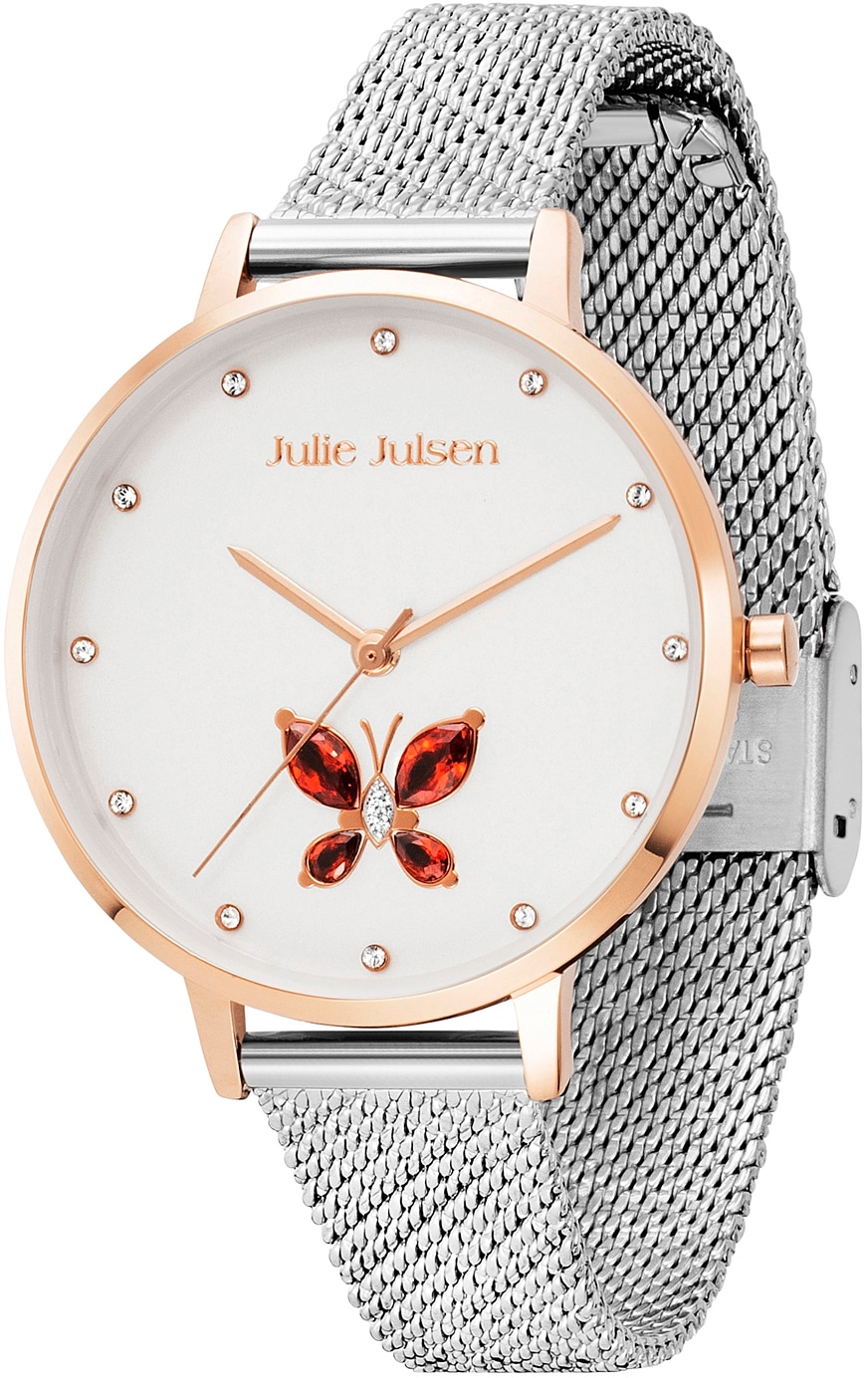 Julie Julsen Quarzuhr »Butterfly Box, JJW1187RGSME-SET«, (Set, 3 tlg., mit Kette und Anhänger)