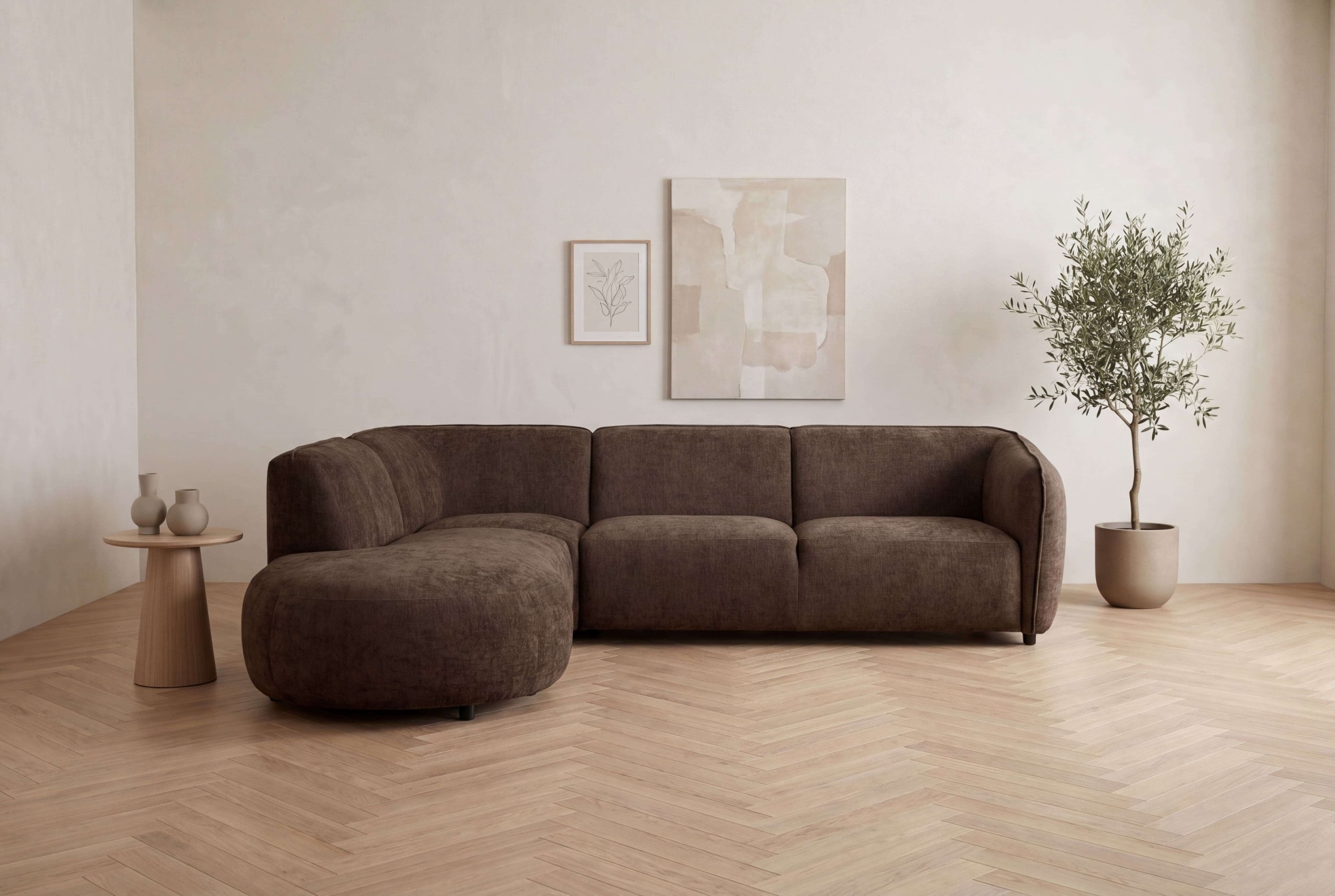 OTTO home Ecksofa "OSTRUP Rundsofa, L-Form, Naturtöne, Boucle oder Chenille" Breite 273 cm, organische Form mit sanften Rundungen
