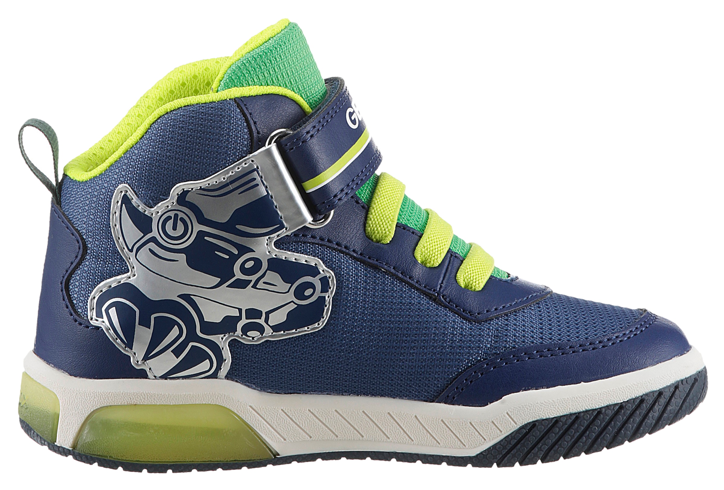 Geox Sneaker »J INEK BOY C - Blinkschuh«, High Top Sneaker, Schnürboots mit coolem Motiv