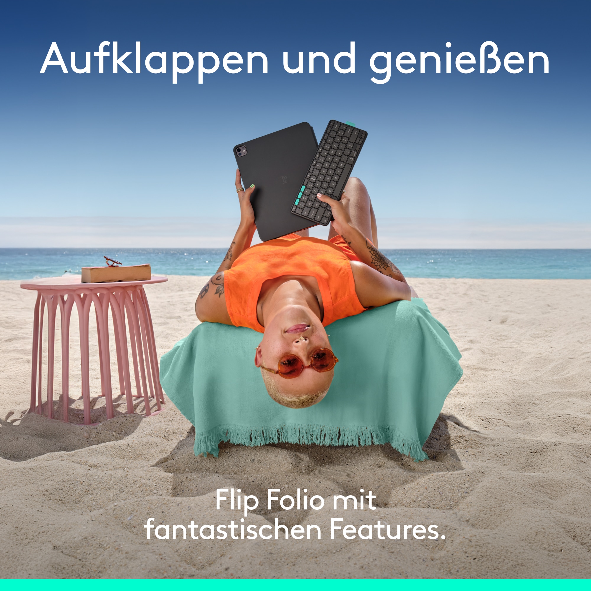 Logitech iPad-Tastatur »FLIP FOLIO - DEU - WESTMID-511 - IPAD PRO&AIR 13 INCH,PIZZA BOX«, Bluetooth-Tastatur