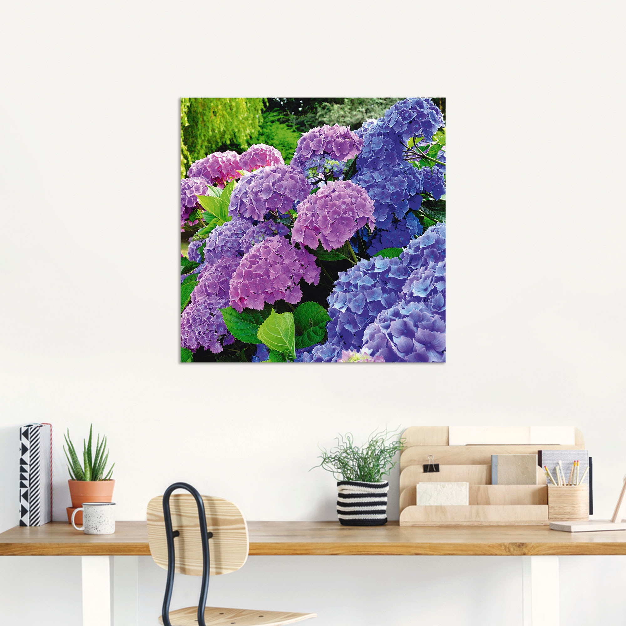 Artland Wandbild »Hortensien im Garten«, Blumen, (1 St.), als Alubild, Outdoorbild, Leinwandbild, Poster, Wandaufkleber