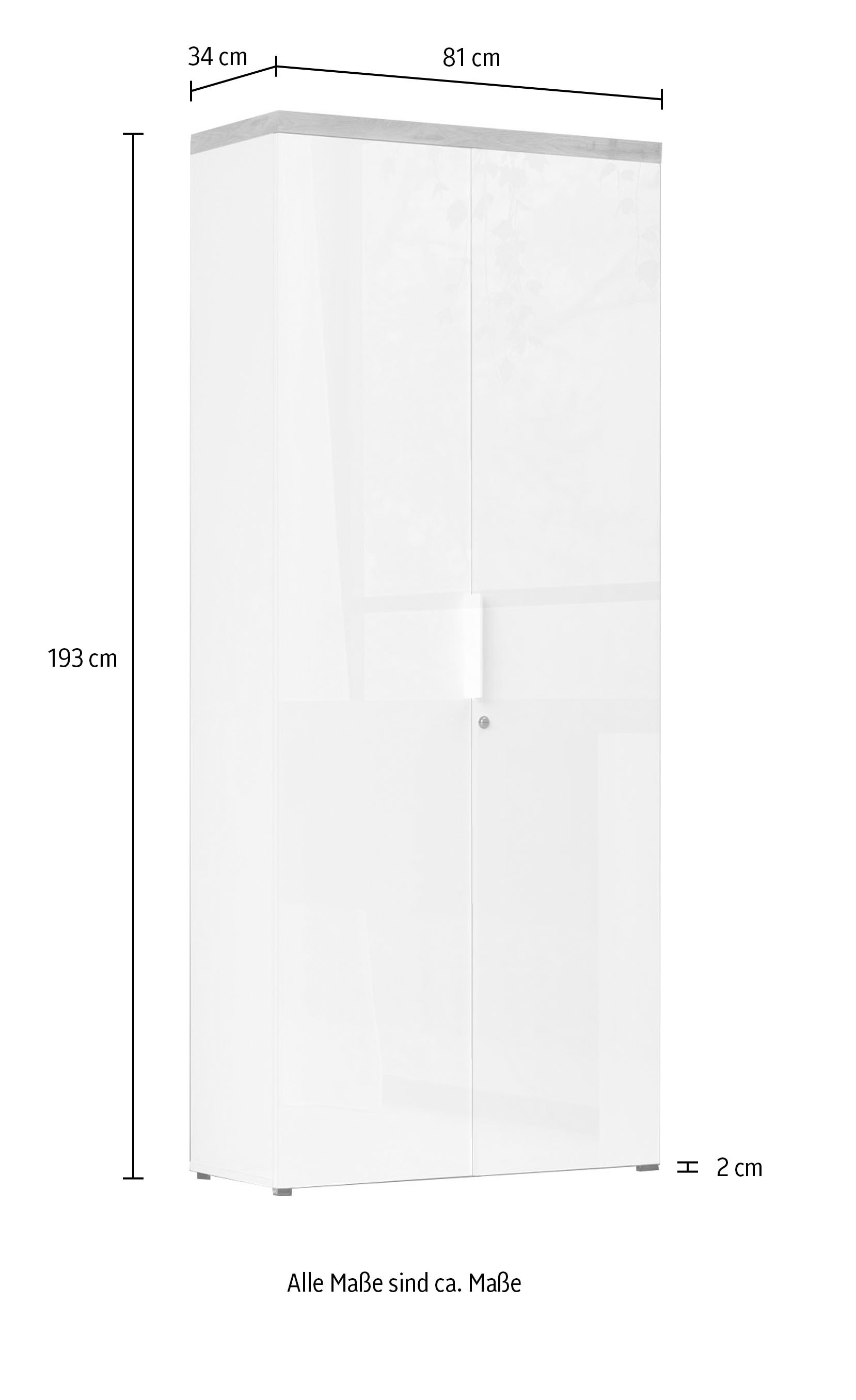INOSIGN Aktenschrank »Easy B/H 81/193 cm, Büroschrank, Mehrzweckschrank mit 2 Türen« abschließbar, 4 Böden, Metallgriffe, Top 38 mm stark