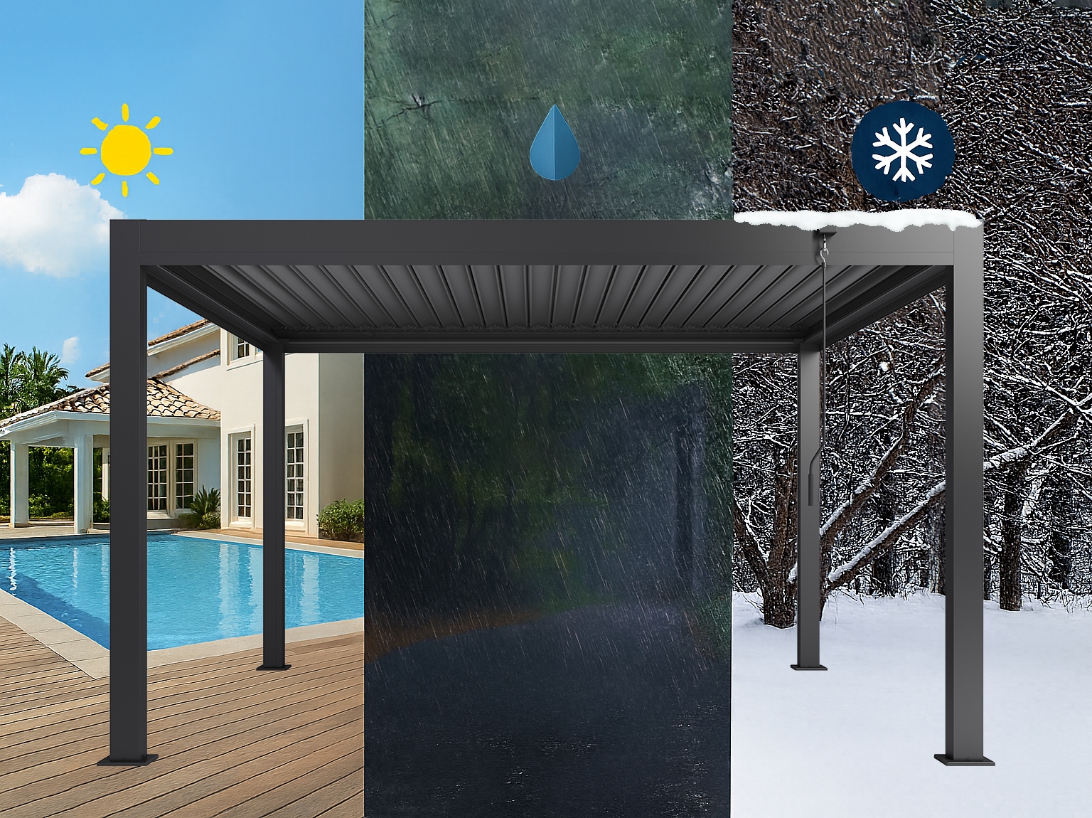 KONIFERA Pavillon »Pergola Alhambra Steel« verschiedene Größen, ohne Seitenteile