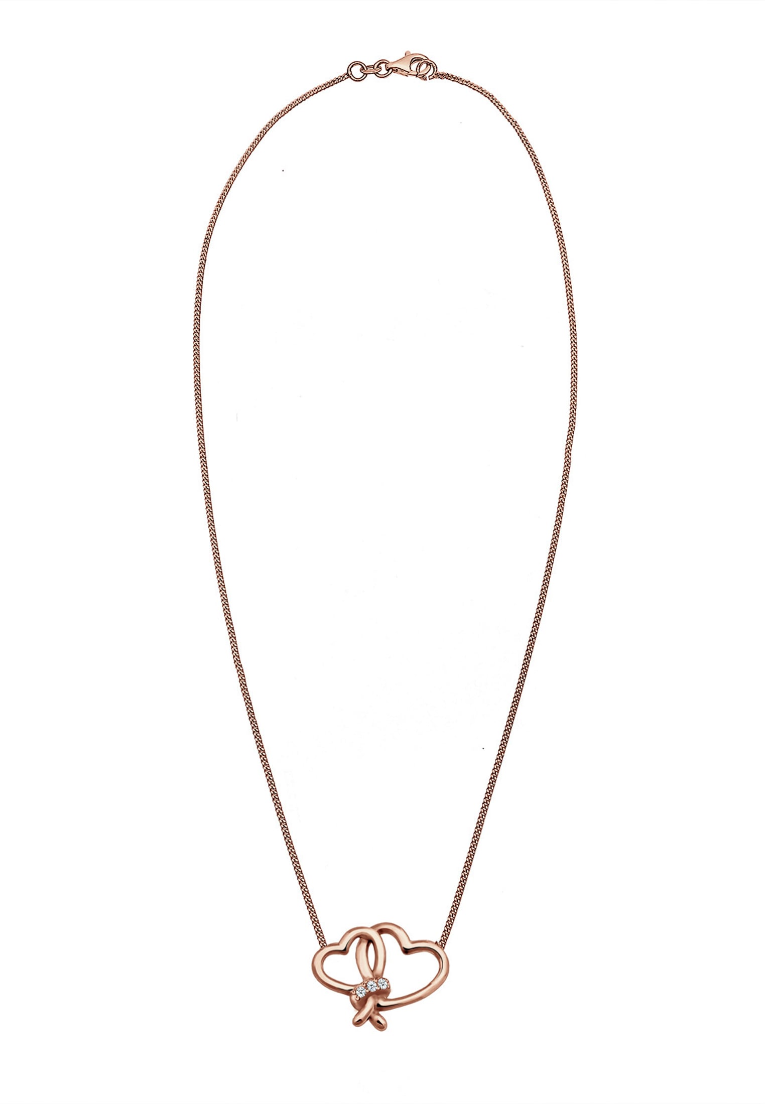 Elli DIAMONDS Collierkettchen »Doppeltes Herz Diamant Weiß (0.045 ct) 925 Sterling Silber«