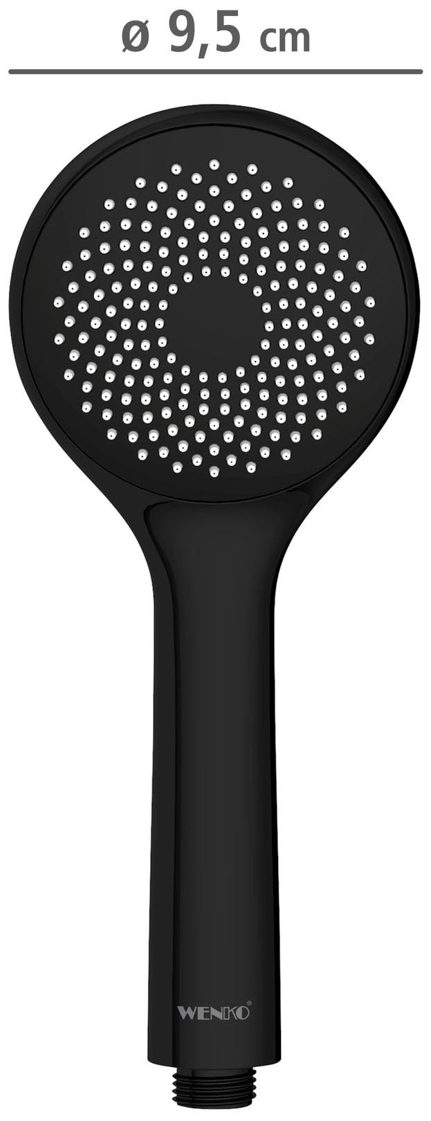 WENKO Handbrause »Watersaving«, (1 tlg.), Schwarz matt, Ø 9,5 cm