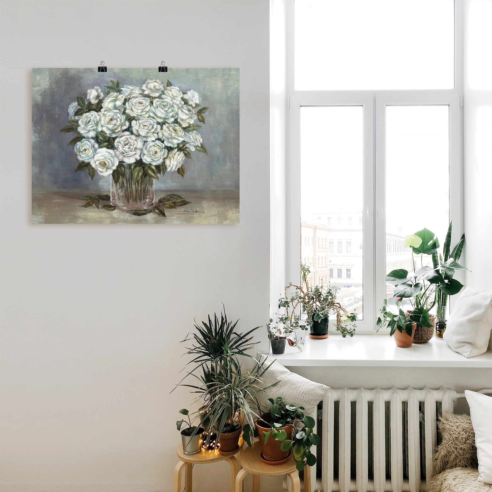 Artland Wandbild »Weiße Rosen«, Blumen, (1 St.), als Leinwandbild, Poster in verschied. Größen
