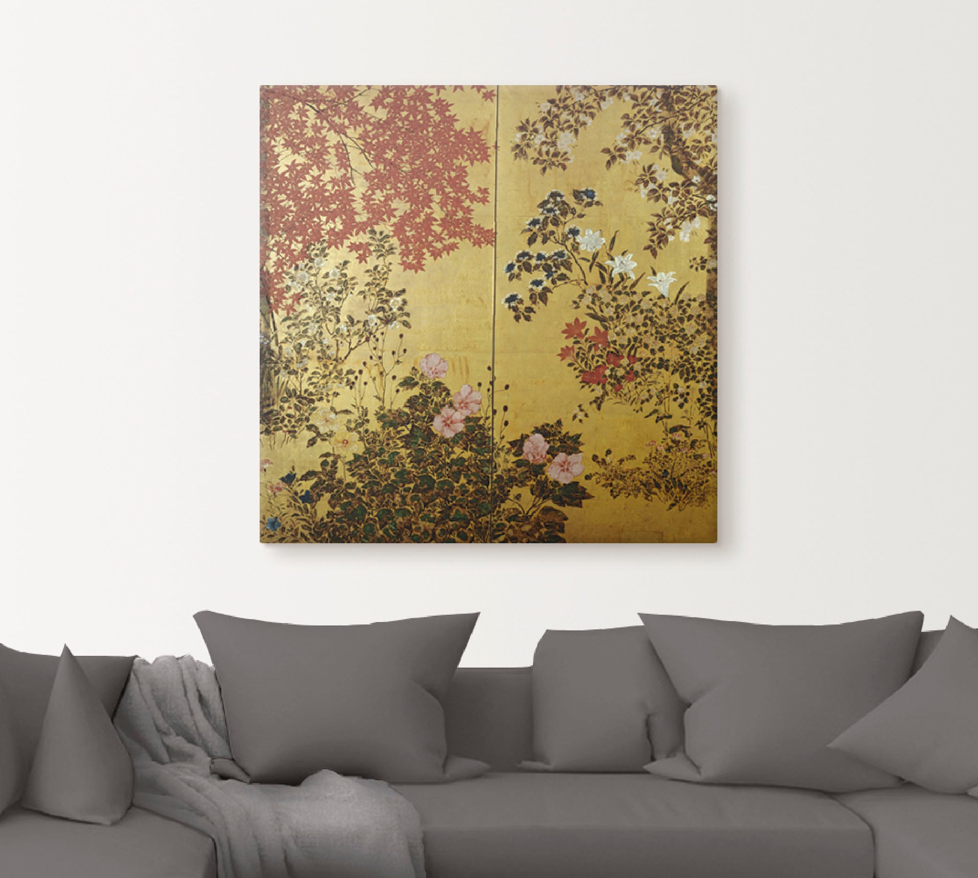Artland Wandbild »Japanischer Wandschirm 18. Jahrhundert«, Pflanzen, (1 St.), als Leinwandbild, Poster, Wandaufkleber in verschied. Größen