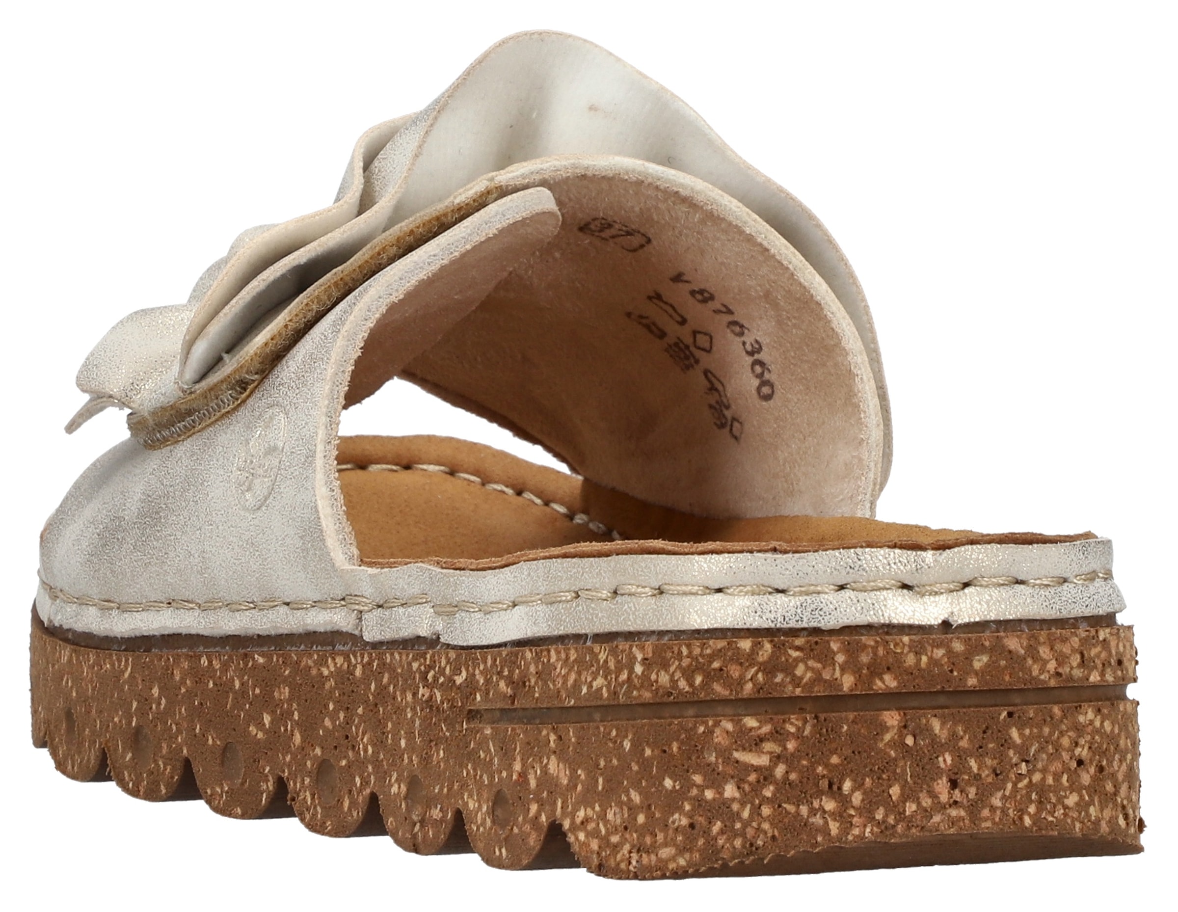 Rieker Pantolette, Sommerschuh, Strandschuh, Hausschuh mit modischer Plateausohle