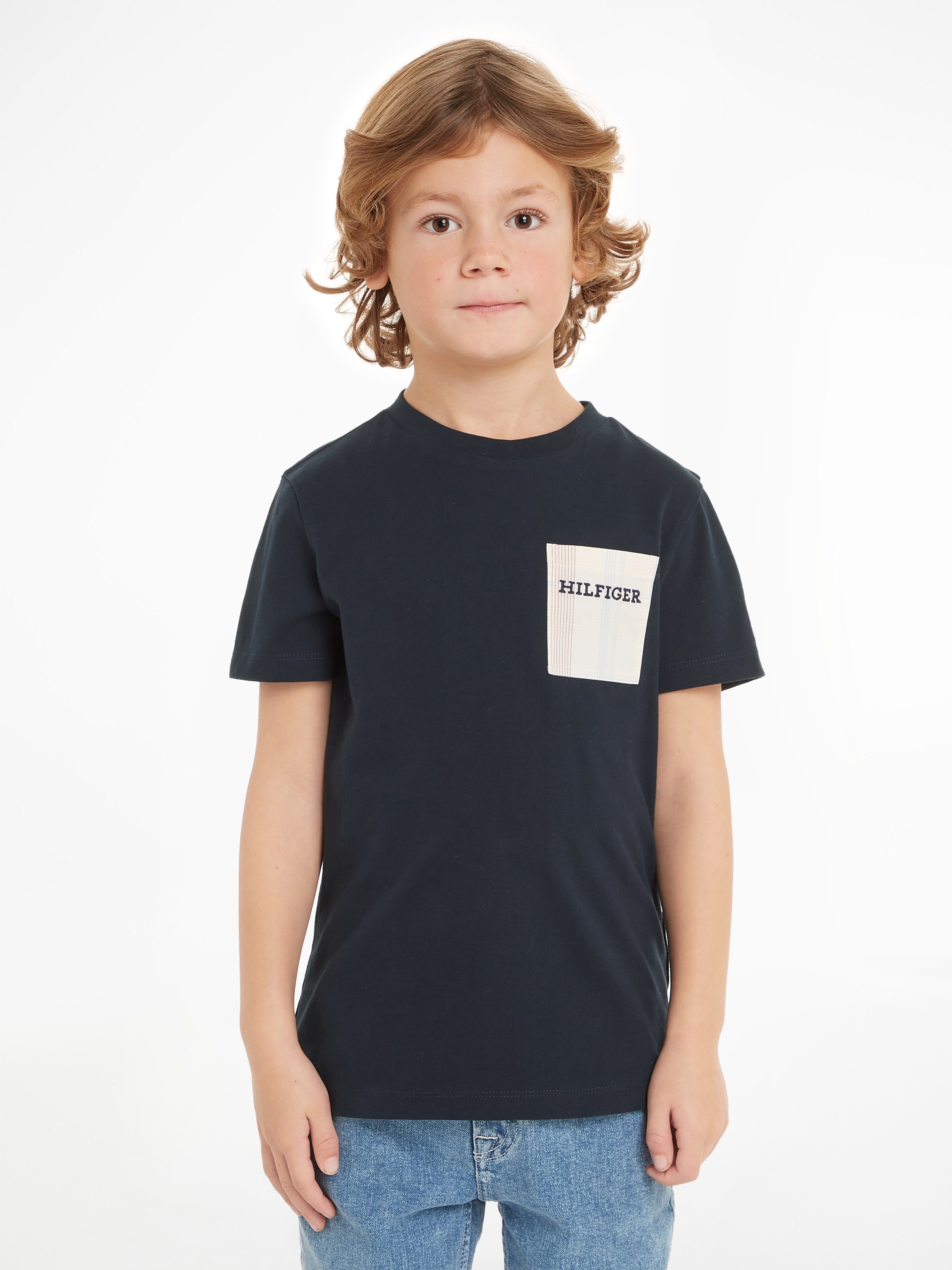 TOMMY HILFIGER Kurzarmshirt »CHECK POCKET REGULAR TEE...