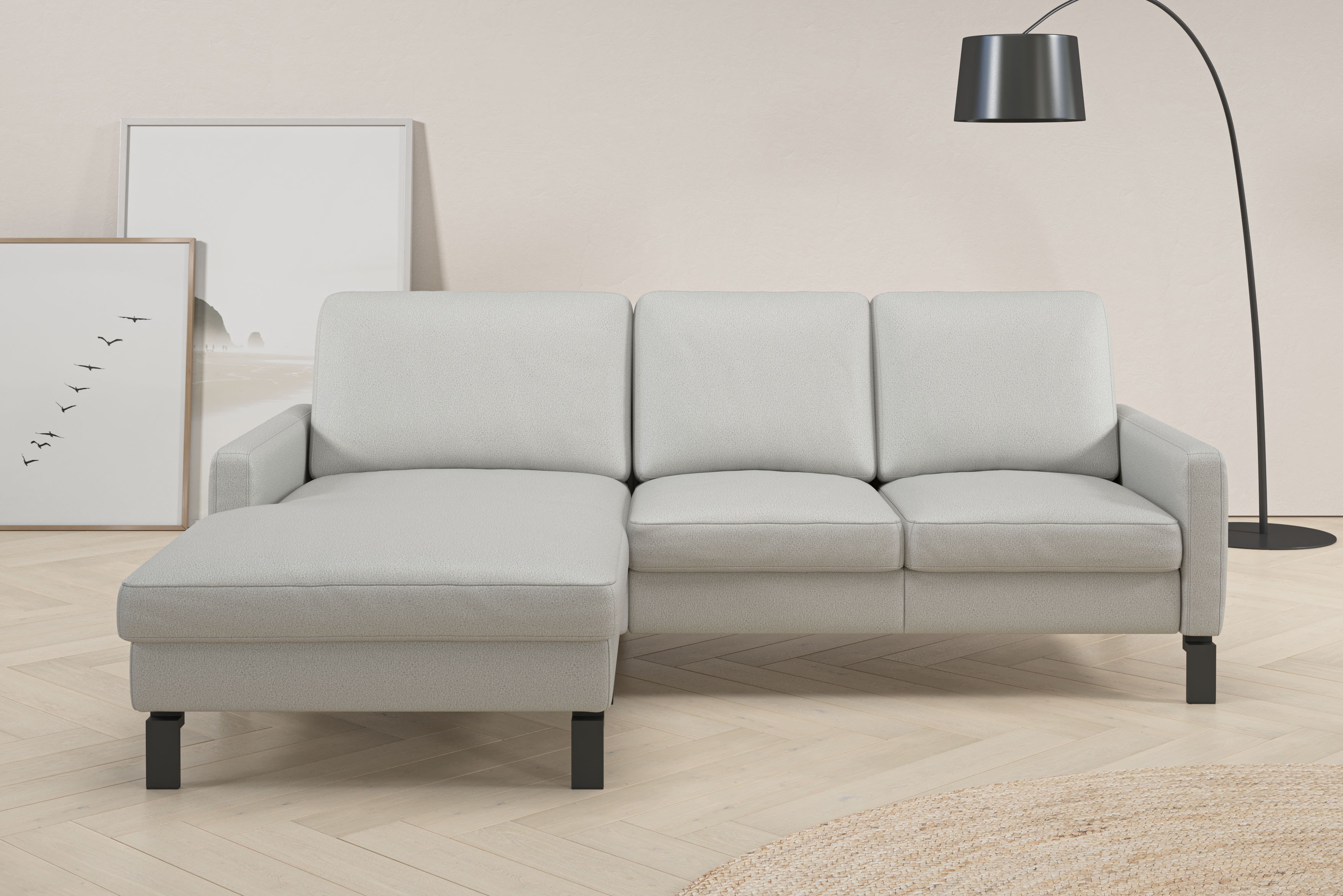 Home affaire Ecksofa "Lecce, L-Form, Federkernpolsterung, Breite 224 cm" inkl. saugroboterfreundliche Höhe & schmale Armlehnen