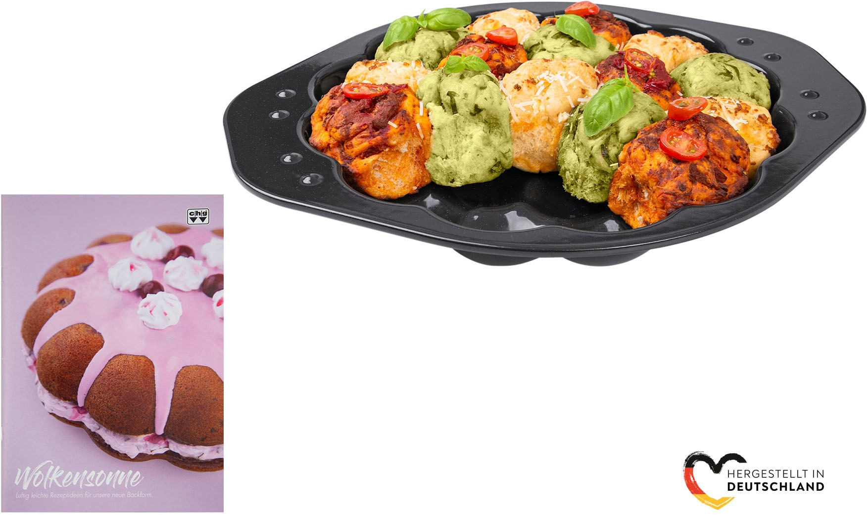 CHG Backform "WOLKENSONNE "Emaille"" inkl. Rezeptheft, Made in Germany günstig online kaufen