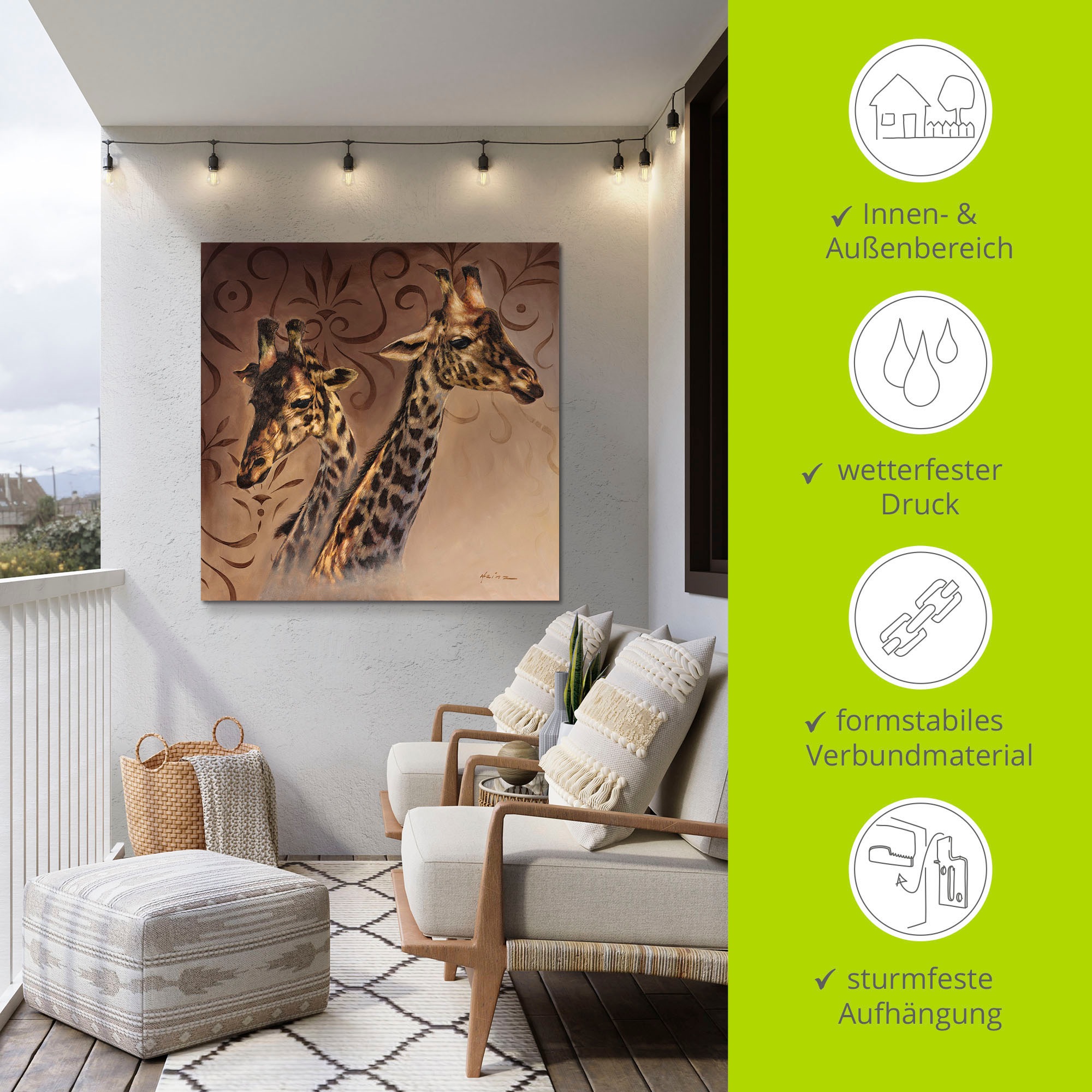 Artland Wandbild »Giraffen Porträt«, Wildtiere, (1 St.), als Alubild, Outdoorbild, Leinwandbild in verschied. Größen