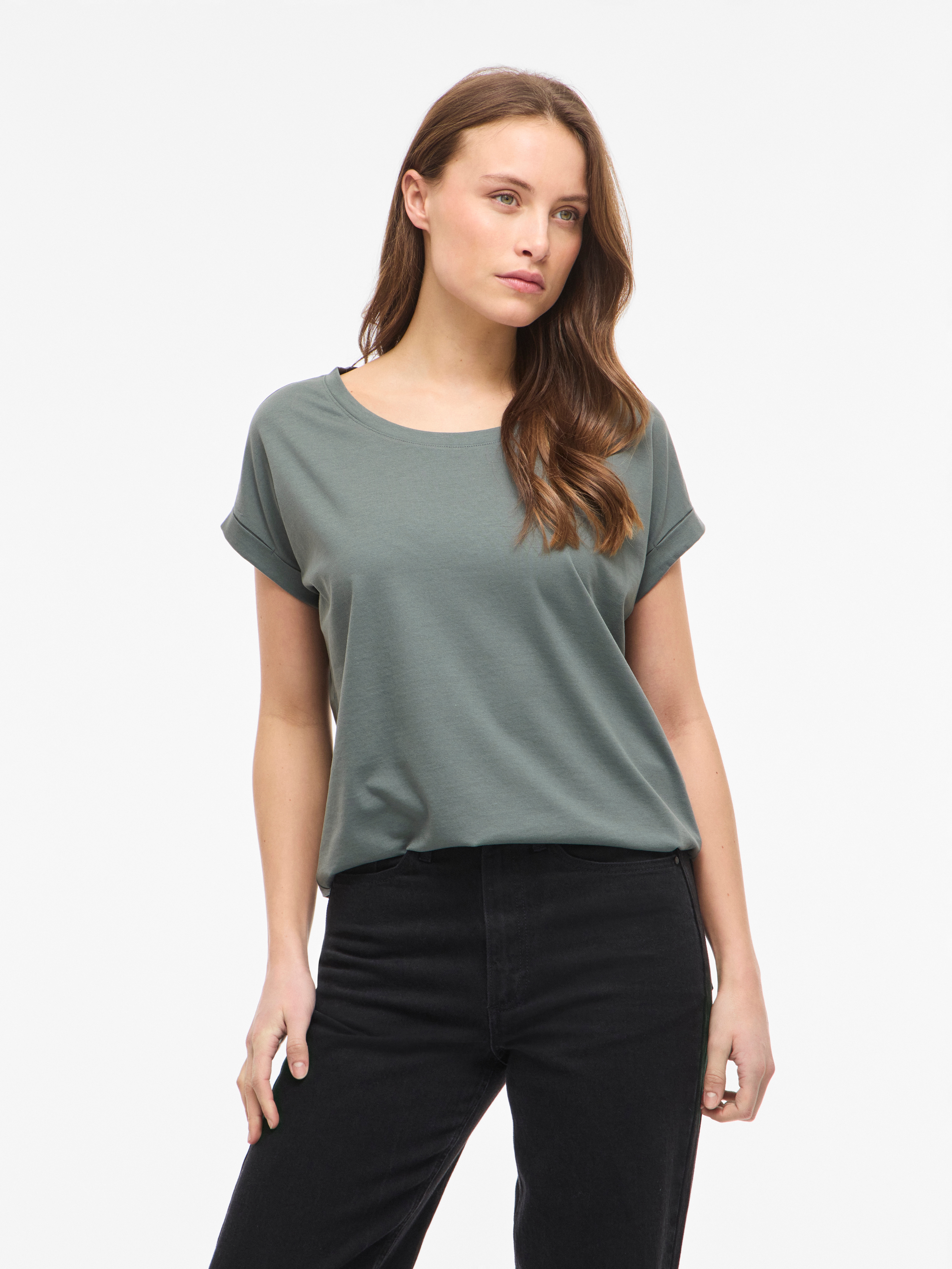 Vila Rundhalsshirt "VIDREAMERS NEW PURE T-SHIRT/SU-NOOS" Baumwollmischung, regular fit