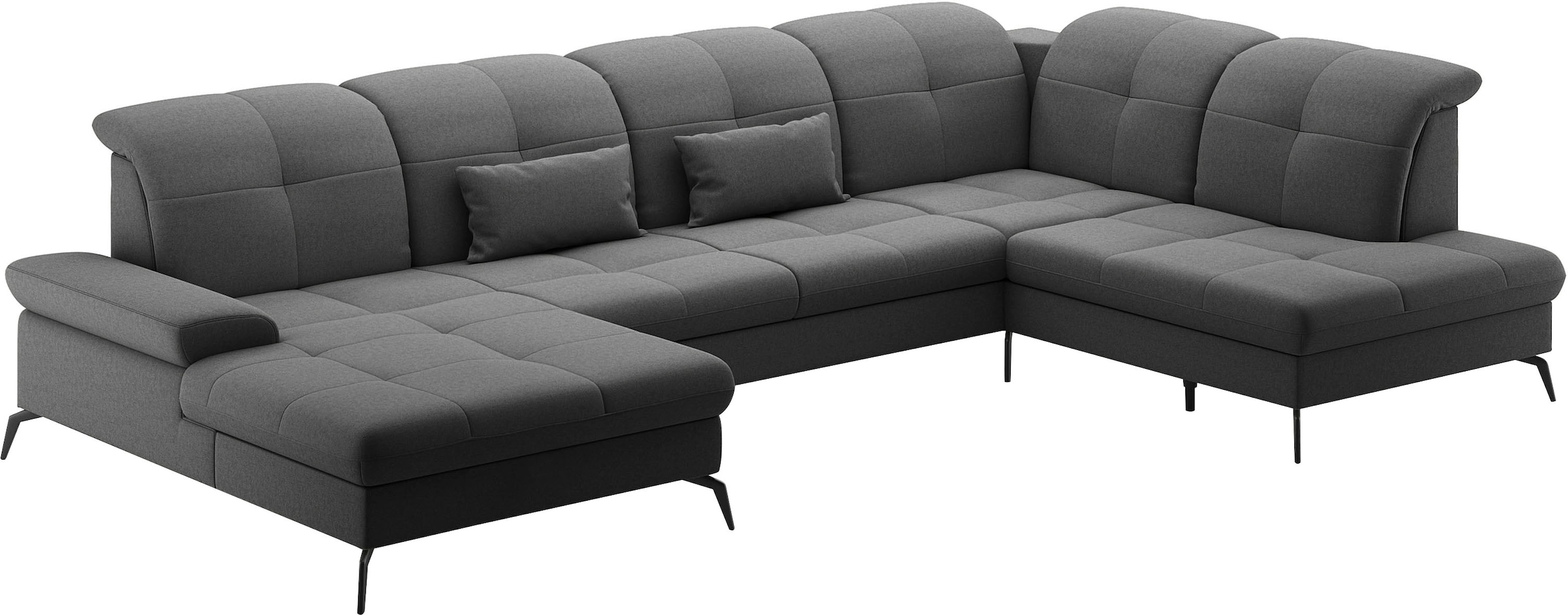sit&more Wohnlandschaft »Amica, U-Form, inkl. Sitztiefenverstellung und Armteilverstellung«, wahlweise mit Kopfteilverstellung, Bettfunktion und Bettkasten