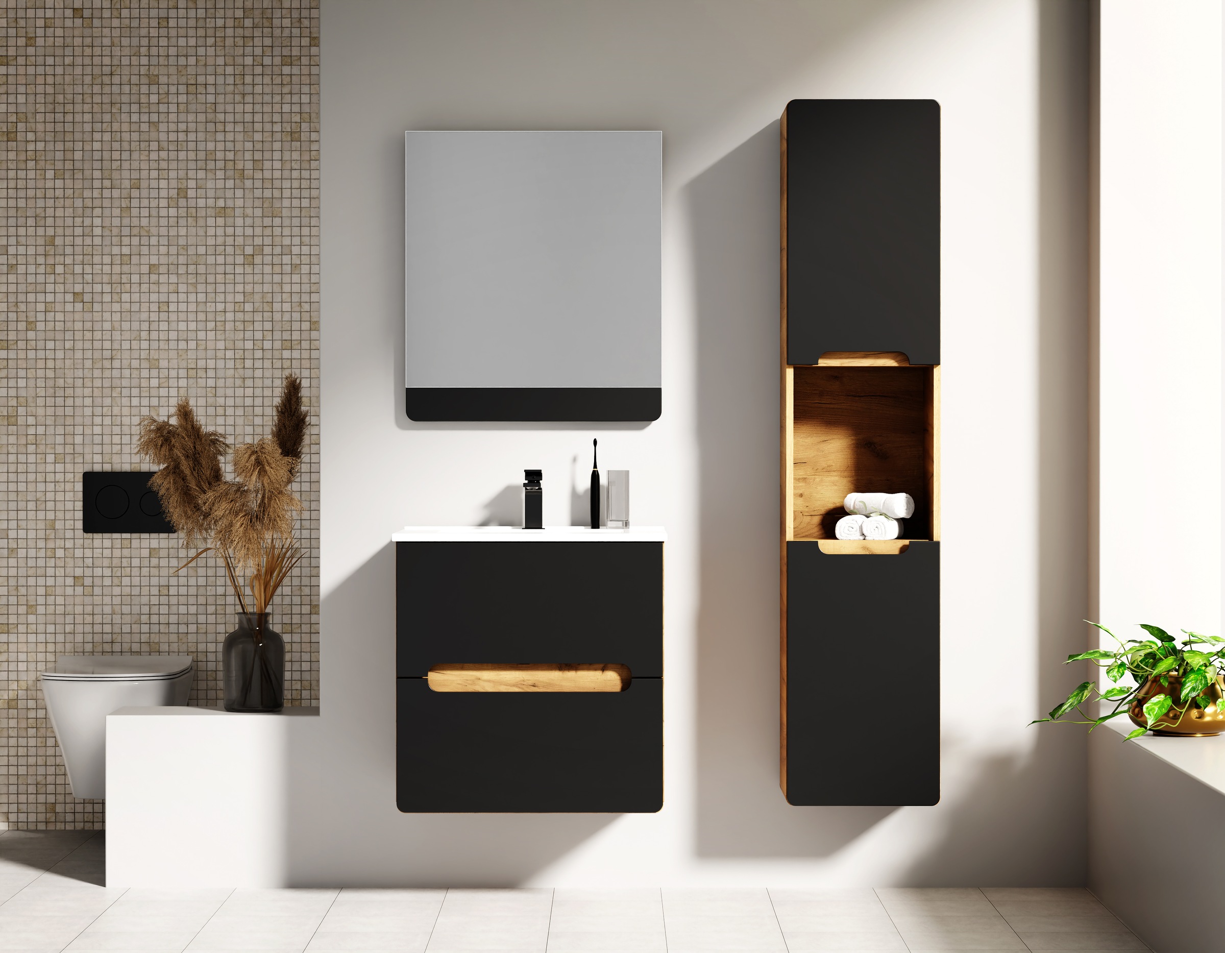 welltime Waschtisch "Lupo", Badschrank mit Waschbecken,Soft Close,in versch günstig online kaufen