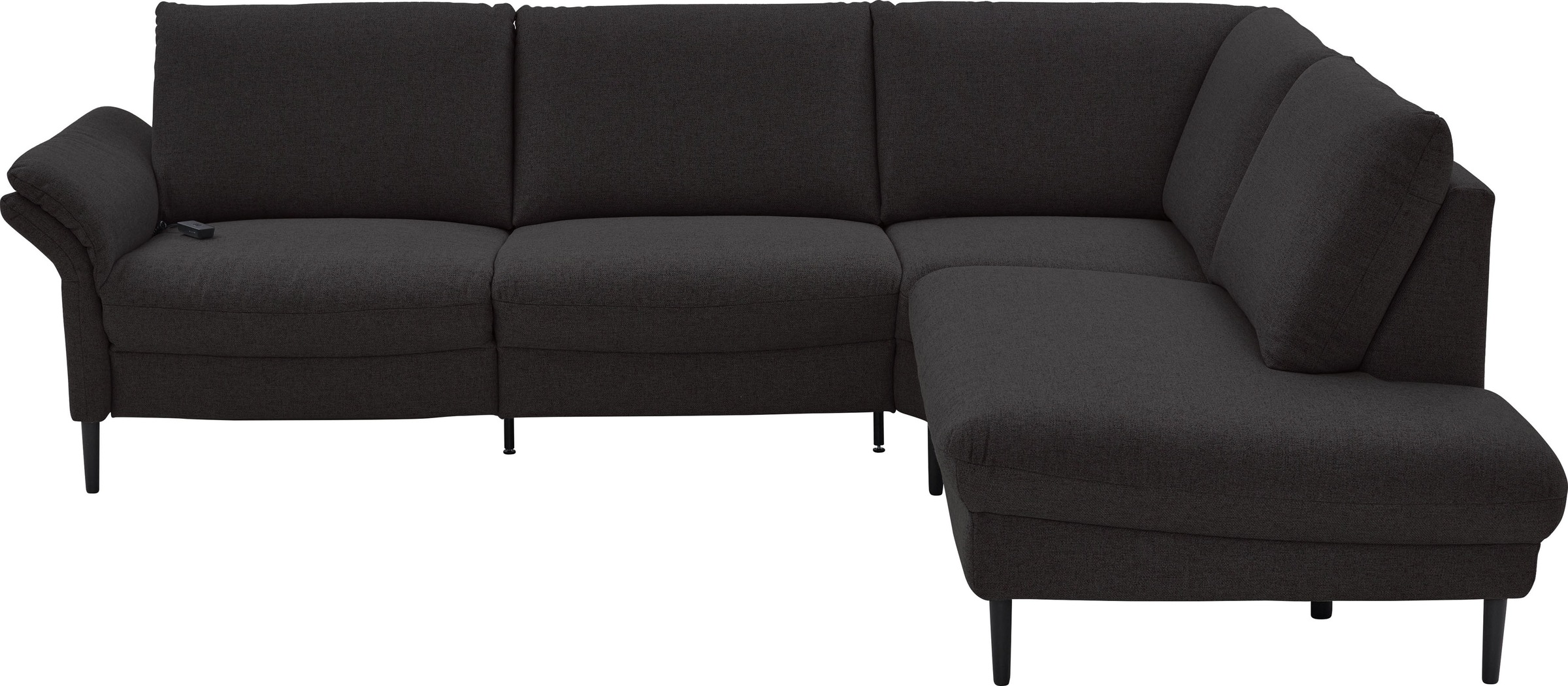 Places of Style Ecksofa »Sarsina: mit Tonnentaschen-Federkern, perfekt zum Entspannen L-Form«, inklusive 2 motorischen Relaxfunktionen mit Herz-Waage-Beschlag