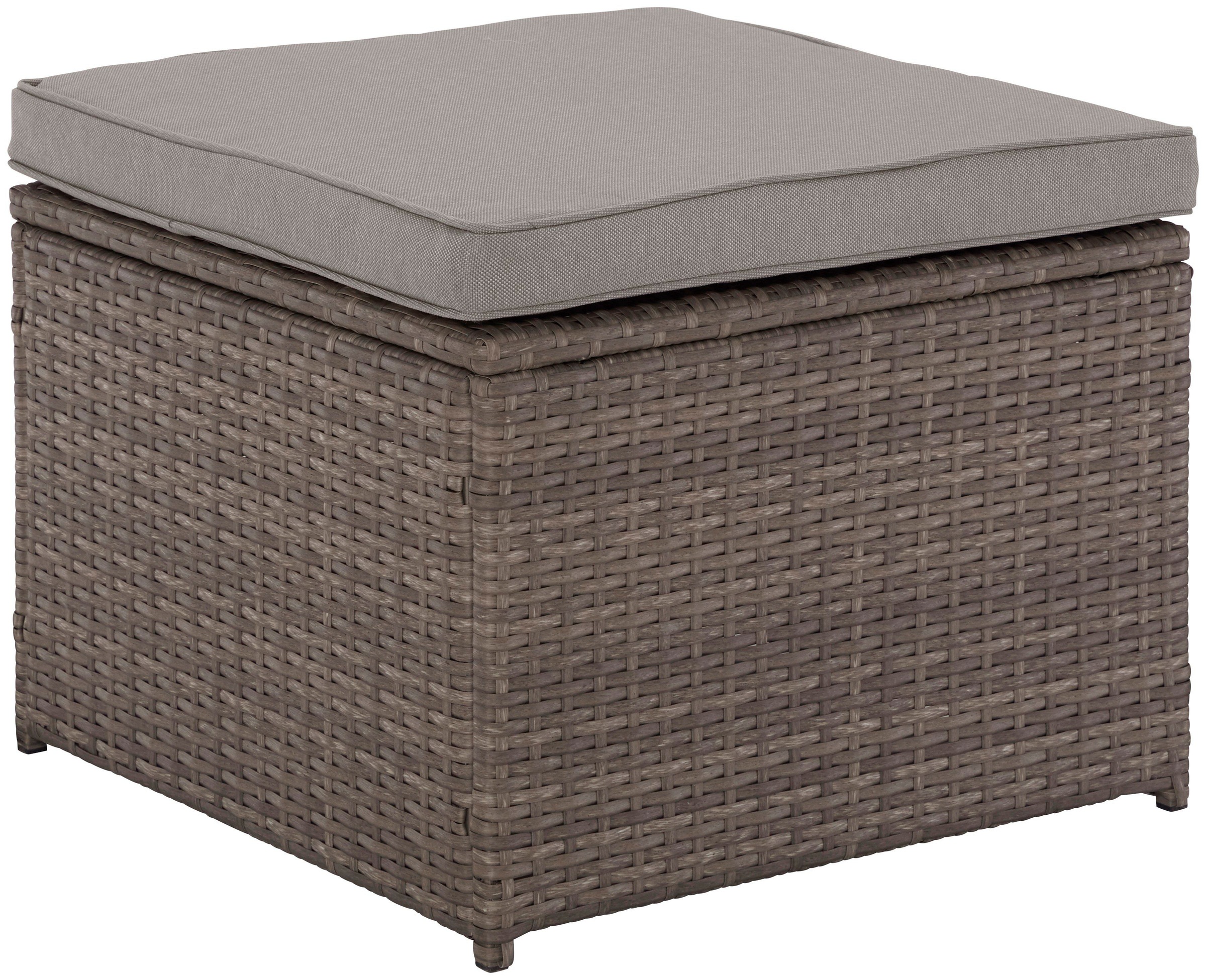 KONIFERA Gartenlounge-Set »Marseille Premium«, (7 tlg.), 2er Sofa, 1 Hocker, Tisch 57x57x36-63 cm, Polyrattan