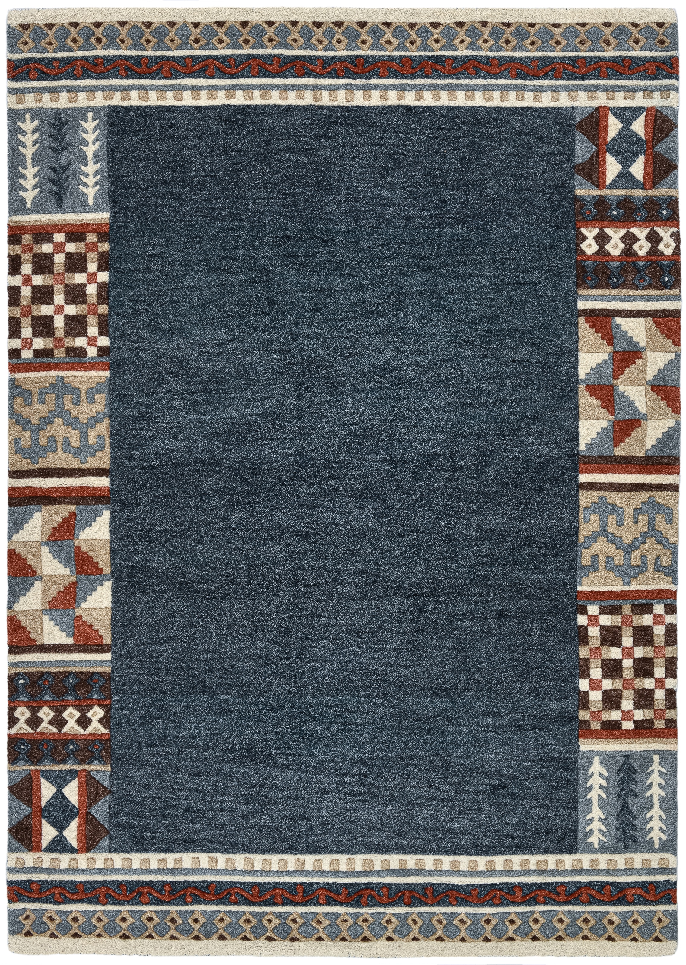 THEKO Wollteppich "Nuno, reine Wolle, Handgefertigt, mit Bordüre" rechtecki günstig online kaufen