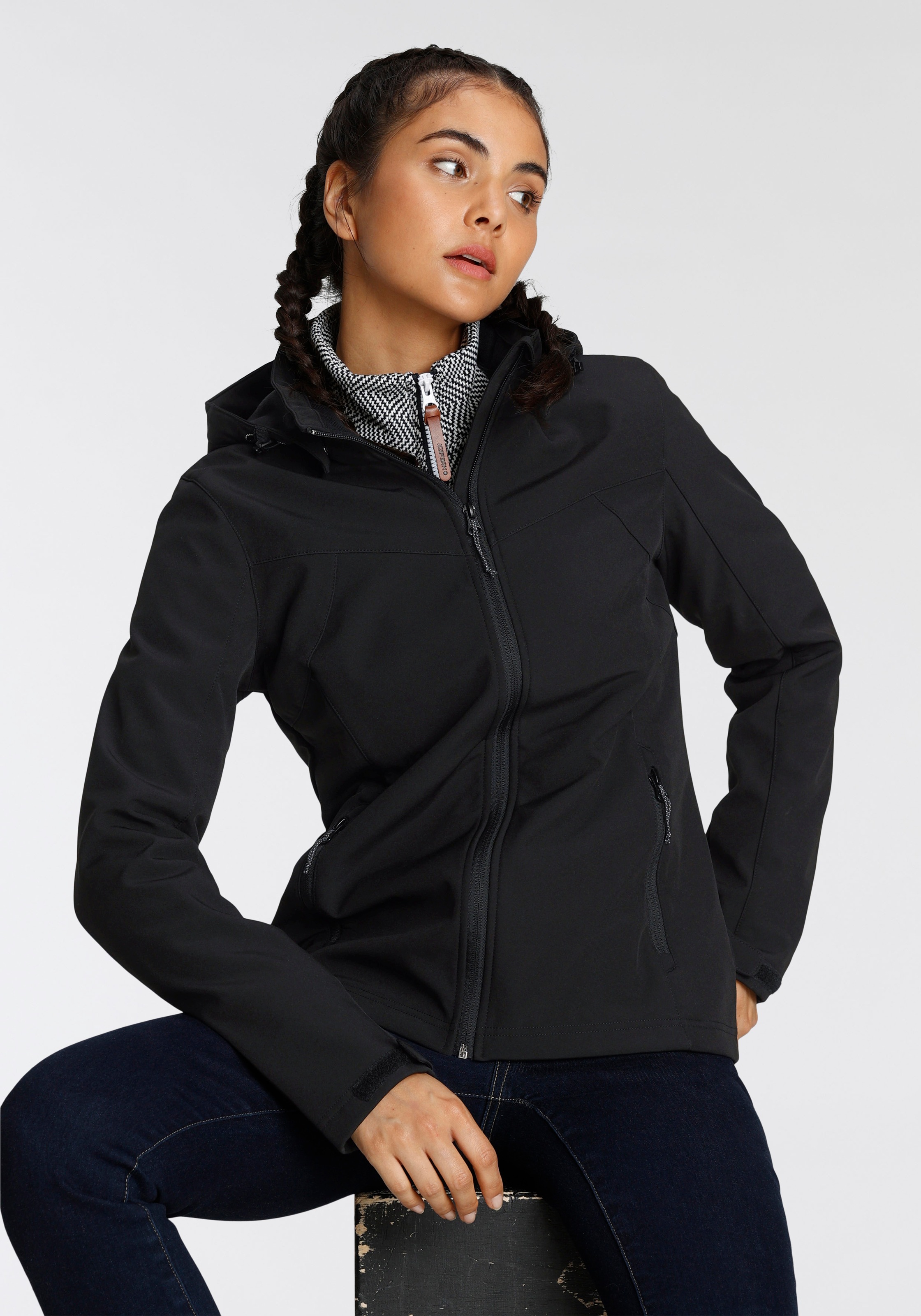Icepeak Softshelljacke "BRENHAM", (1 St.), mit Kapuze, Winddicht & Wasserab günstig online kaufen