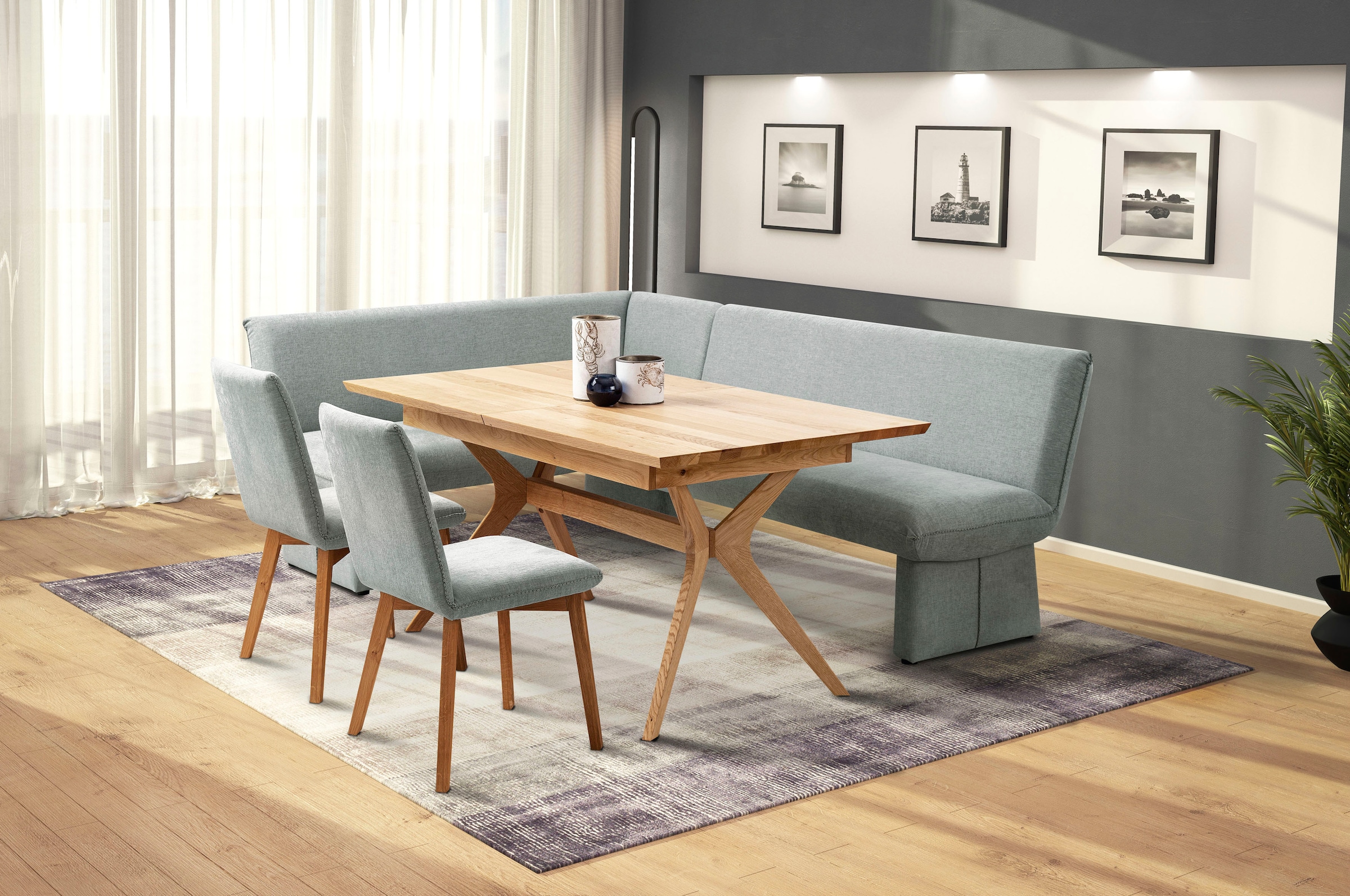 Home affaire Eckbank »London«, mit Wellenunterfederung im Sitz, langer Schenkel Breite 240 cm