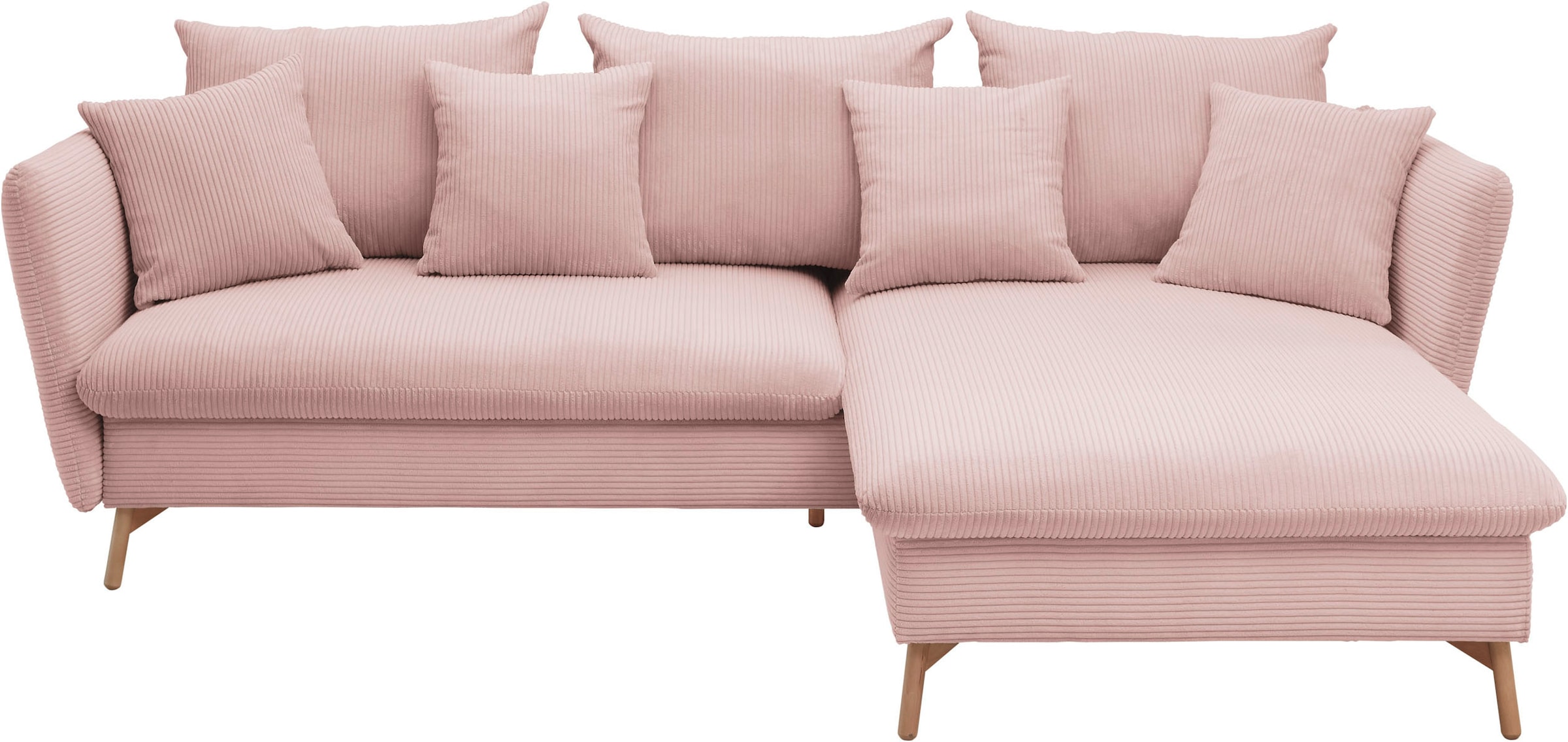 andas Ecksofa »MERLE, 258 cm, L-Form, traumhafter Cord,«, mit Bettfunktion und Bettkasten, Liegefläche 224 x 139