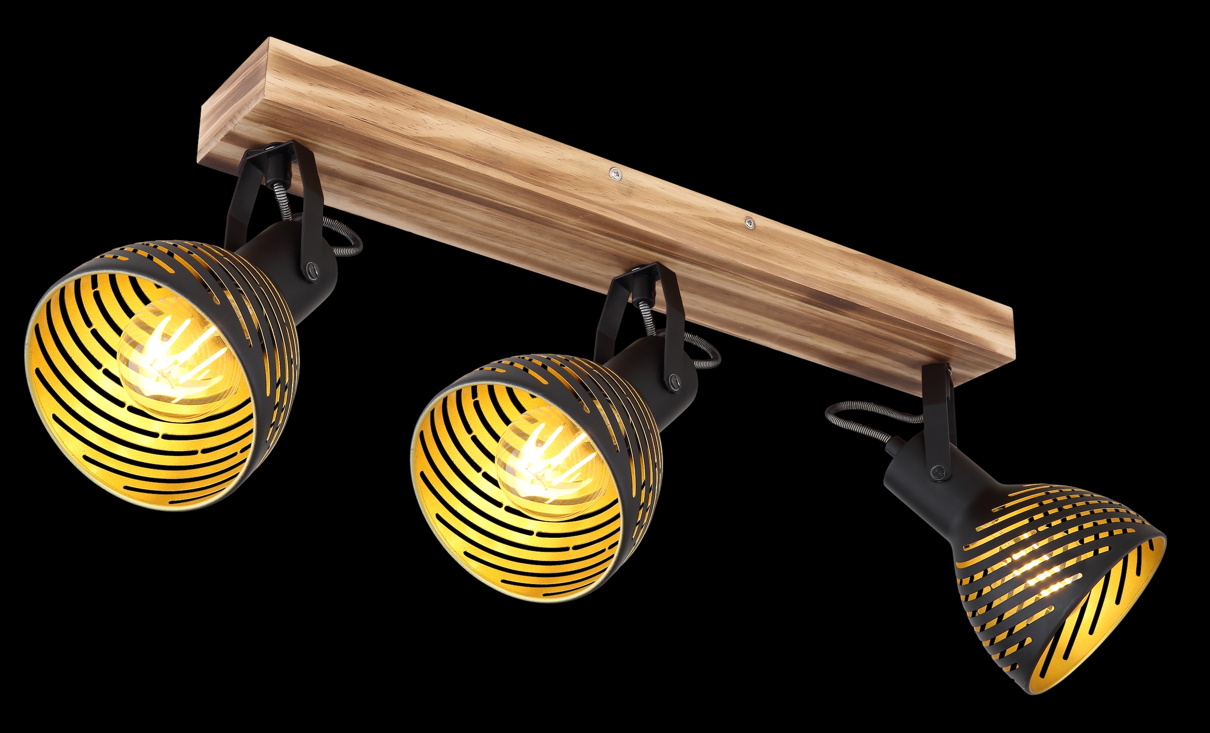 GLOBO LIGHTING Deckenstrahler »LENNA«, Leuchtmittel E27 | ohne Leuchtmittel, Deckenspot/Holz/goldfarben/Dekorschlitze/Flur