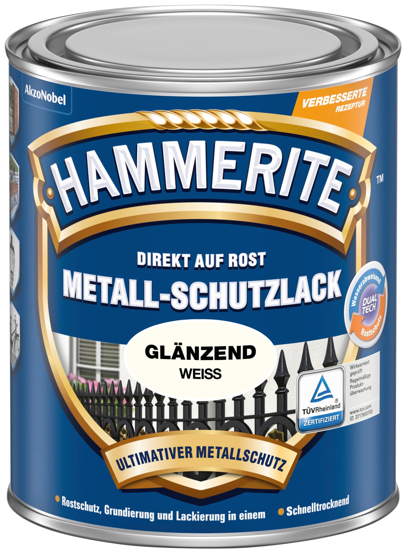 Hammerite   Metallschutzlack Glänzend, 0,25 Liter, weiß