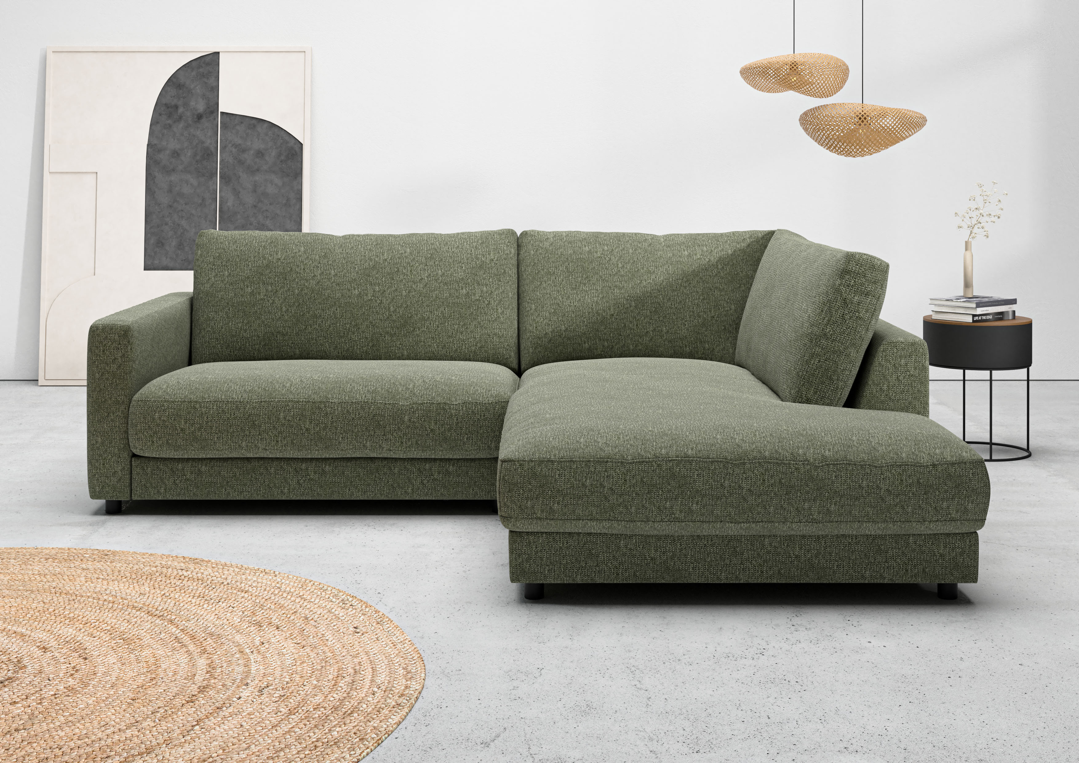 Home affaire Ecksofa "Ecksofa Jiro, L-Form, große Sitztiefe, Breite 252 cm" lose Sitz- & Rückenkissen, weicher Polsteraufbau, komfortabel & modern