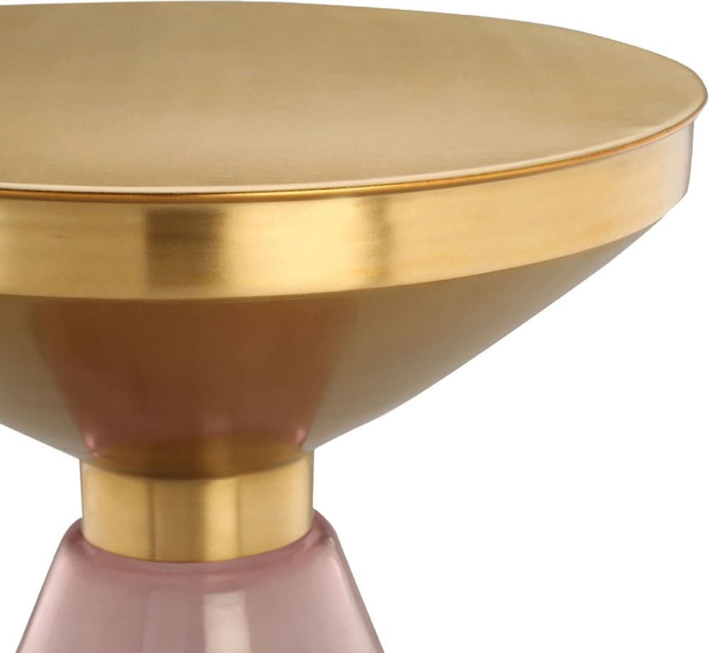 Kayoom Beistelltisch »Roman 325, mundgeblasener Glaskorpus«, (1 St.), mundgeblasener Glaskorpus, Retro-Design, goldene Metall-Tischplatte