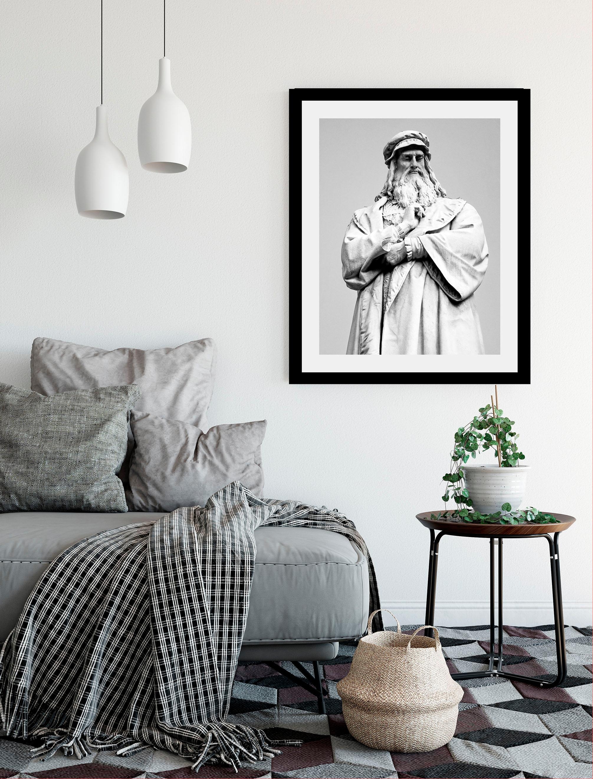 queence Bild »Denkmal«, Schwarz-Weiß-Historische Persönlichkeiten-Religion-Kunst-Gottes Bilder, HD Premium Poster-Druck inkl. Holzrahmen
