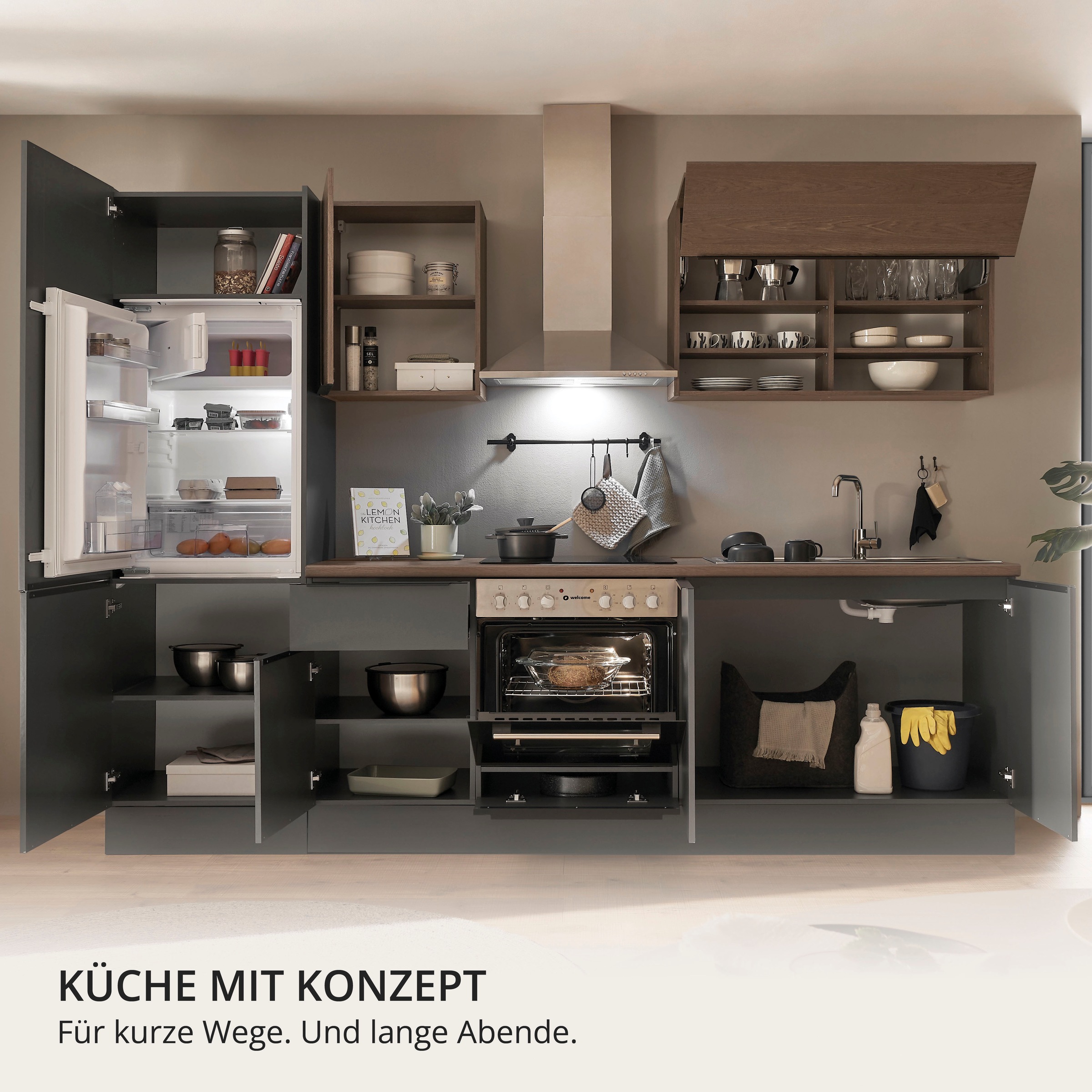 KOCHSTATION Küchenzeile »Cocco« Breite 270 cm, wahlweise mit E-Geräten und Induktion
