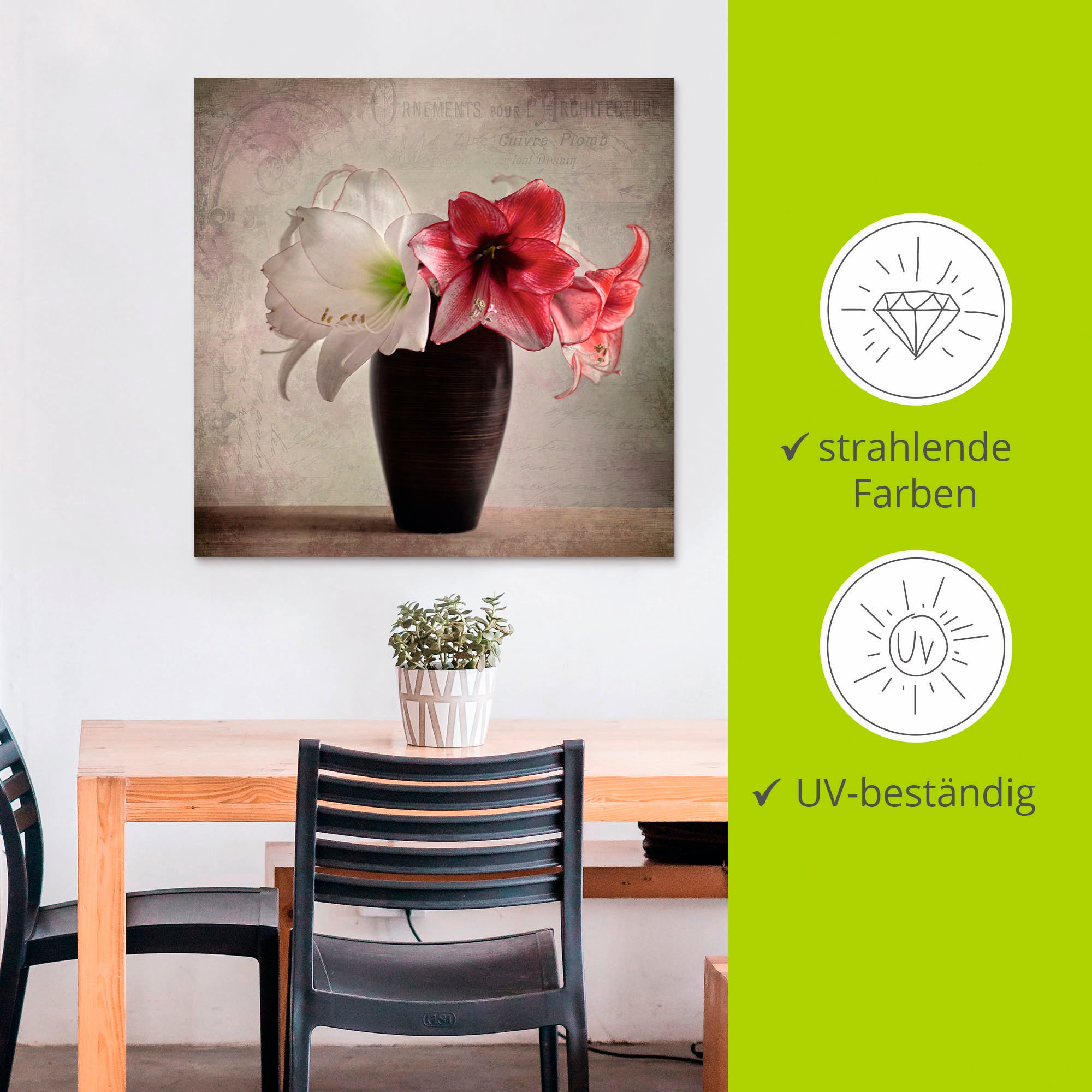 Artland »Amaryllis Vintage I« Blumen 1 Stk. tlg. für Innen- und Außenbereich geeignet, Outdoorbild