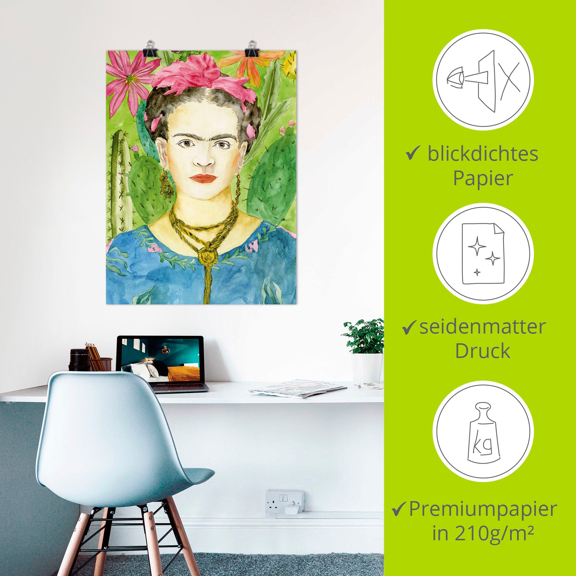 Artland Wandbild »Frida Kahlo II«, Bilder von Frauen, (1 St.), als Alubild, Outdoorbild, Leinwandbild, Poster, Wandaufkleber