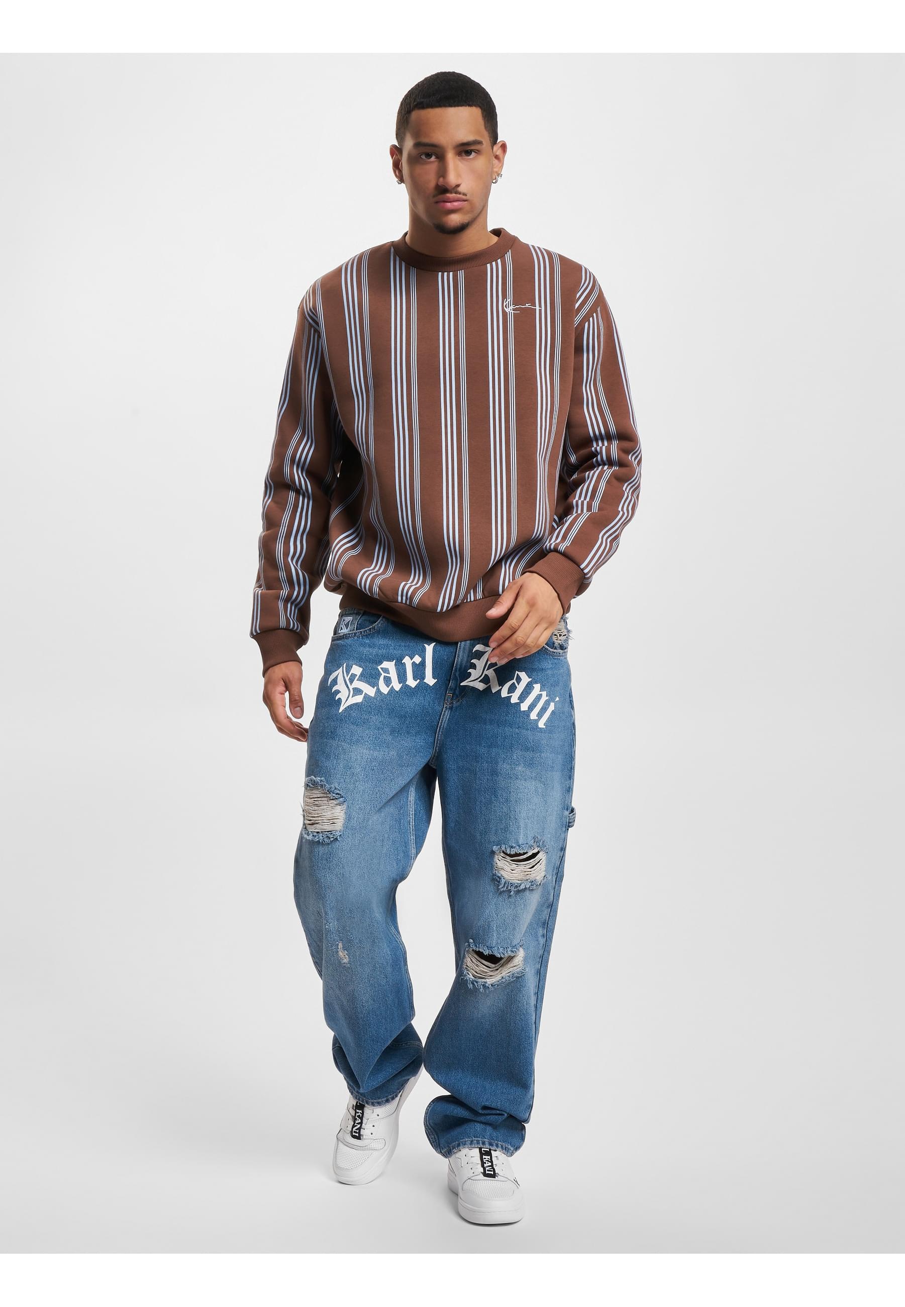 Karl Kani Langarmshirt »Karl Kani Herren KM233-027-2 KK Small Signature Striped Crew«, (1 tlg.)