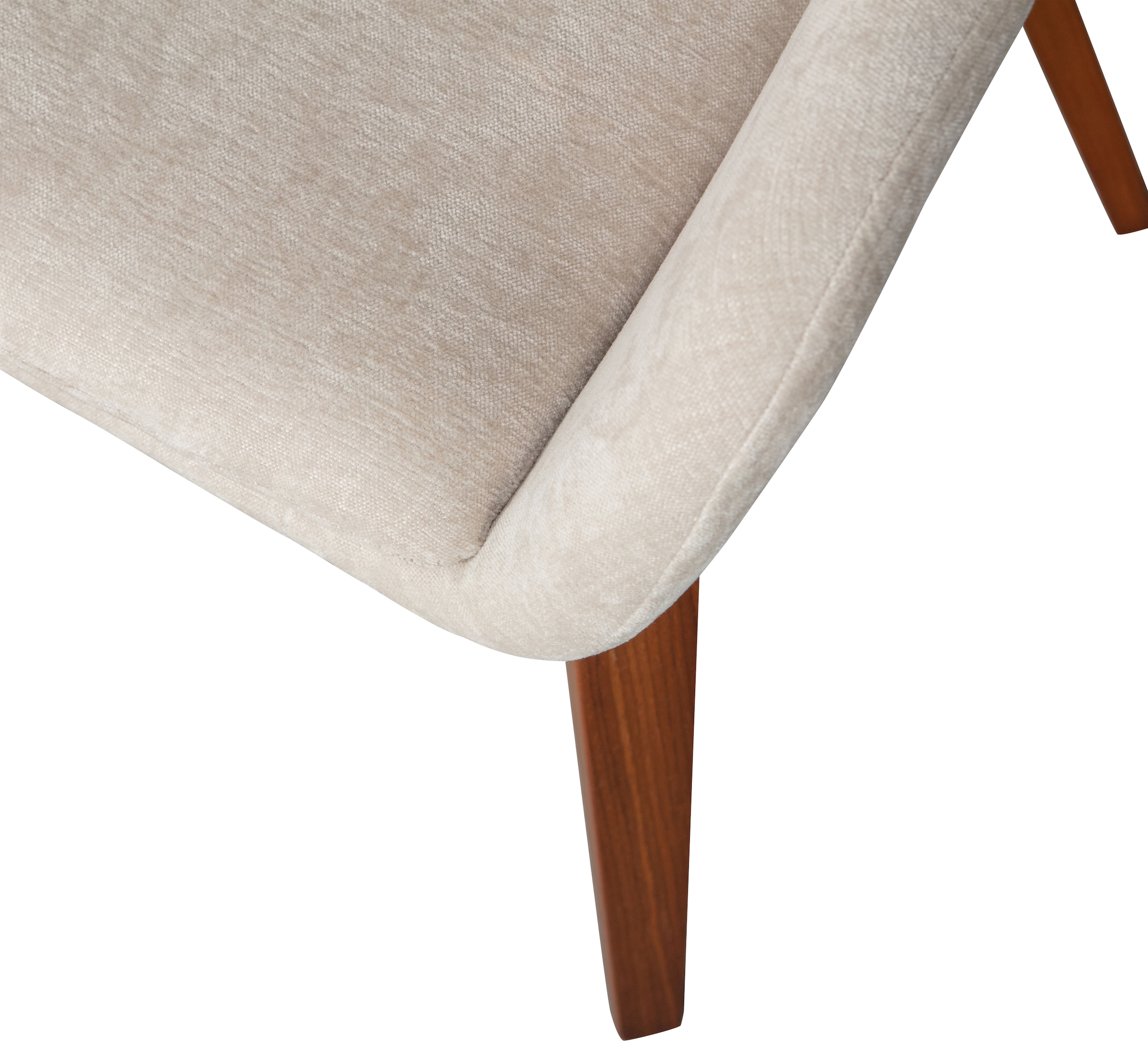 WOOOD Esszimmerstuhl »Base mit Velvet-Melange-Bezug, B 58 x T 58 x H 80 cm« (Set) 2 Stk.Walnussfurnier-Gestell, Armlehnen integriert, Tragkraft 100 kg
