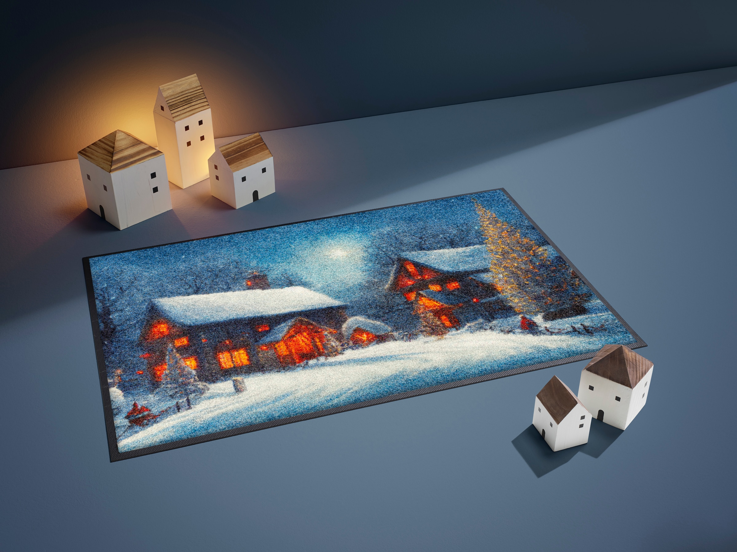 wash+dry by Kleen-Tex Fußmatte »Twinkle Village« rechteckig 7 mm Höhe waschbar und trocknergeeignet