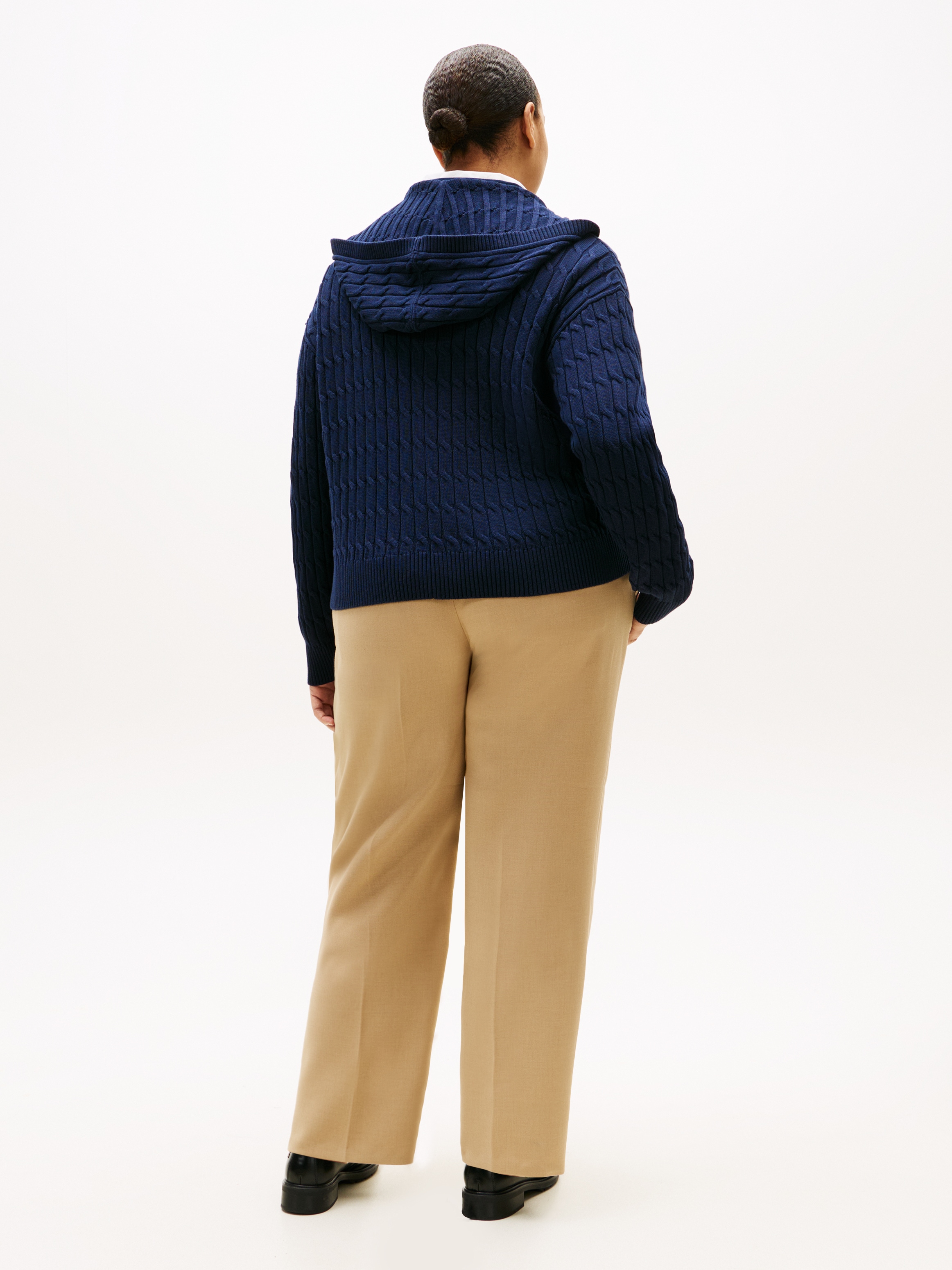 Tommy Hilfiger Curve Kapuzenstrickjacke »CRV CO CABLE MID GG LS ZIP HOODY«