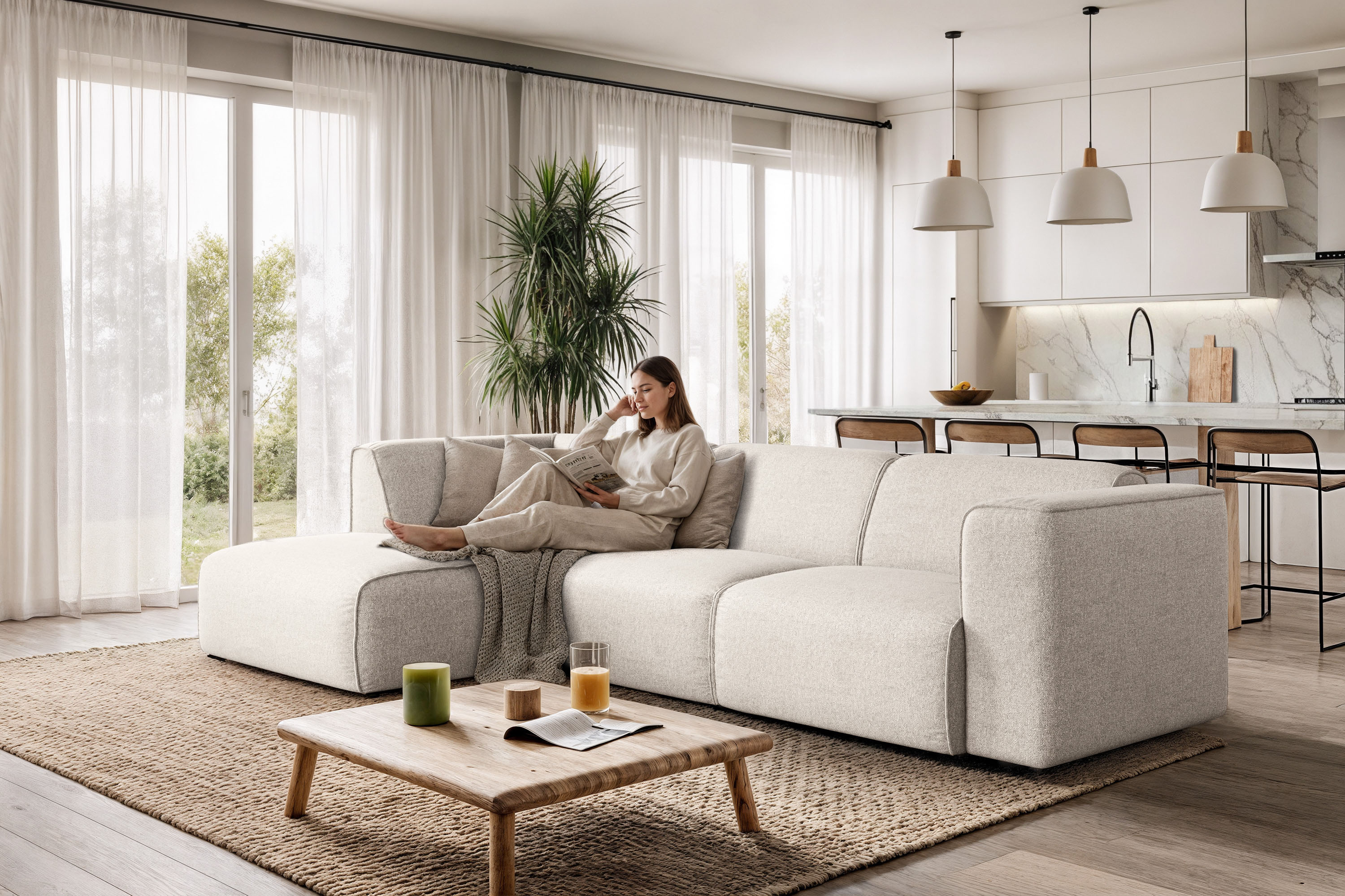 OTTO home Ecksofa "Merid L-Form, B: 295 cm - OTTO. Verlässliche Qualität." jederzeit durch Module erweiterbar