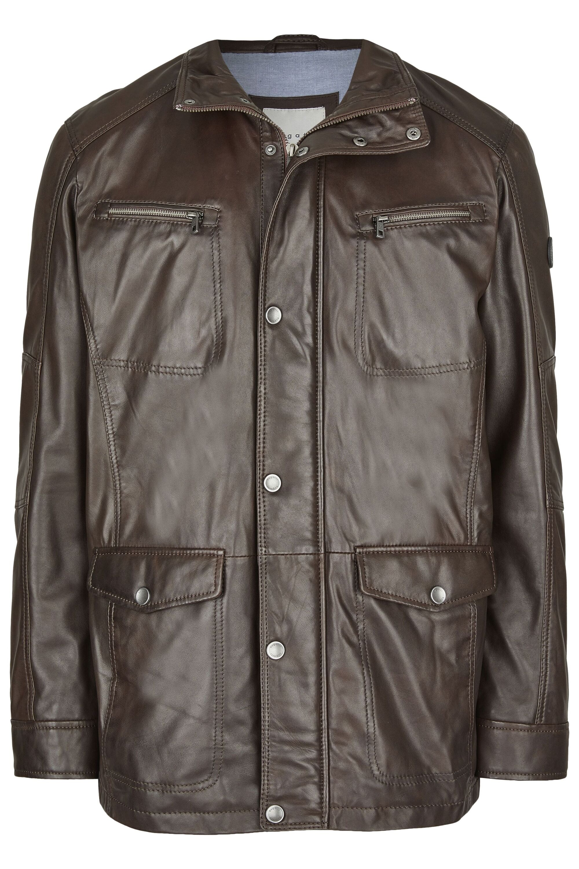 bugatti Lederjacke "BUDAVID" ohne Kapuze mit Pattentaschen und Abdeckleiste