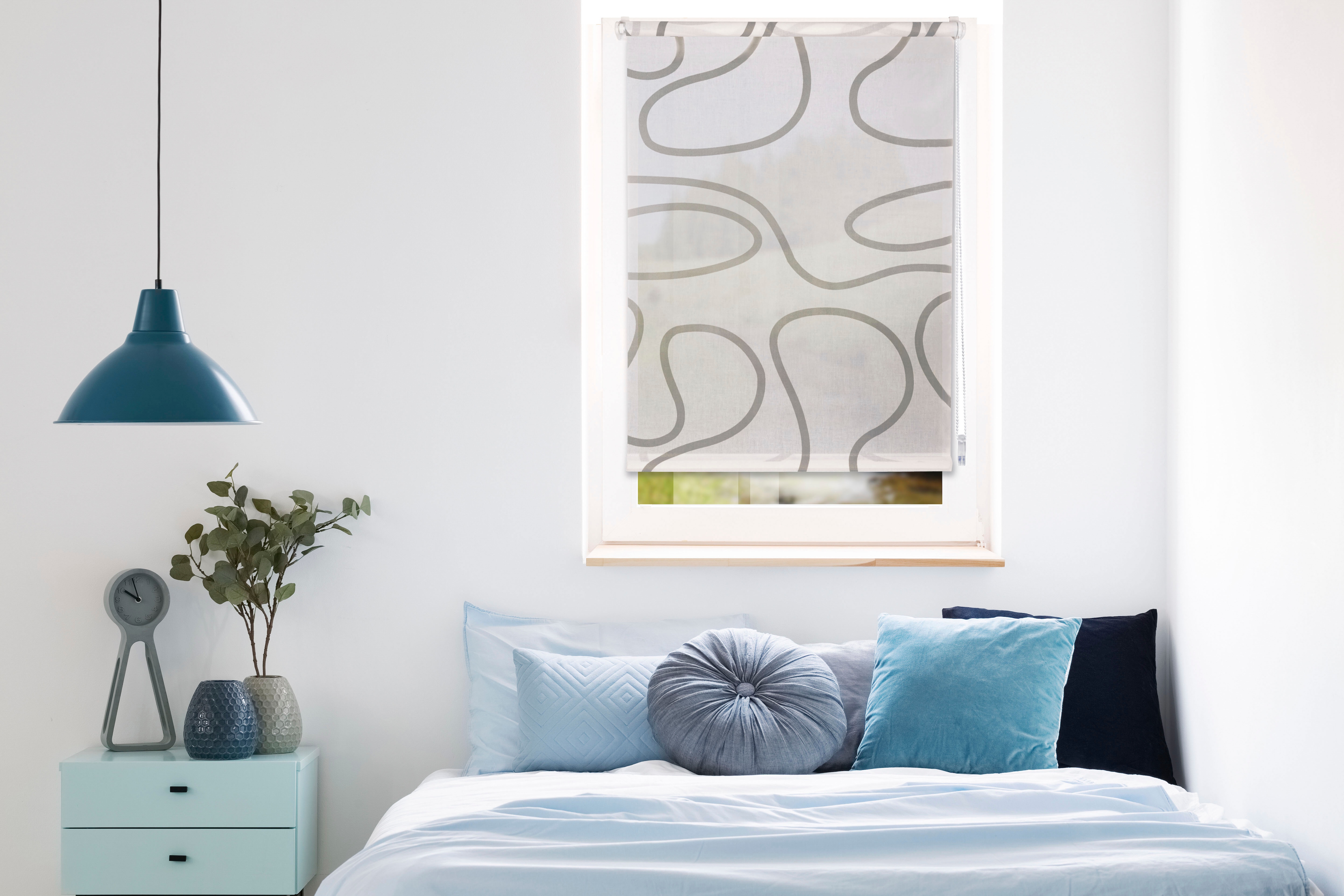 mydeco Seitenzugrollo "Win move" Lichtschutz Sichtschutz ohne Bohren freihängend mit stylischem Muster