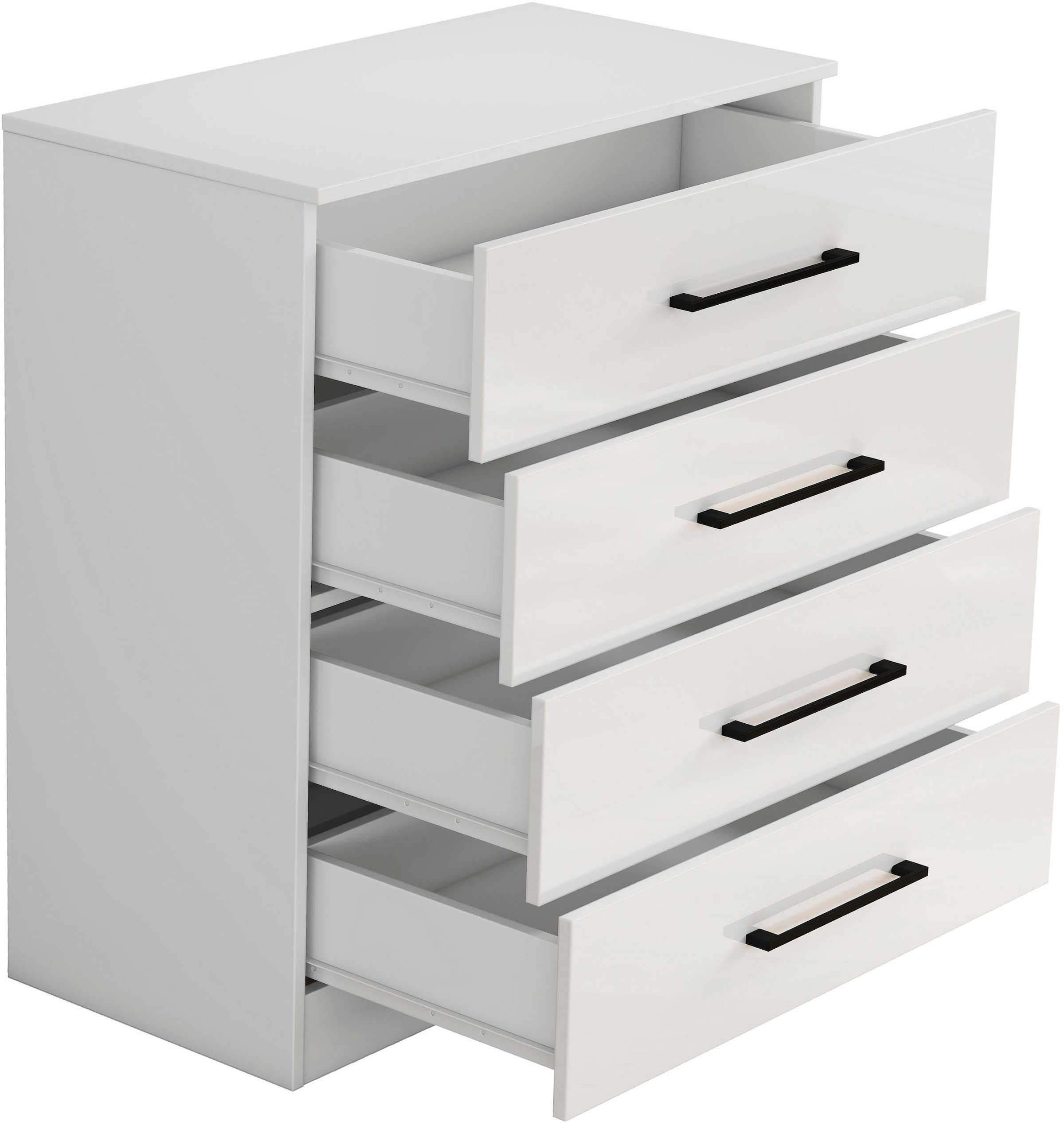 OTTO home Schubkastenkommode »Sylt Schlafzimmerkommode Kommode Wäscheschrank Bestseller«, (1 St., Viel Stauraum im Schlafzimmer mit hochglänzenden Fronten), Beistellschrank mit 4 Schubladen