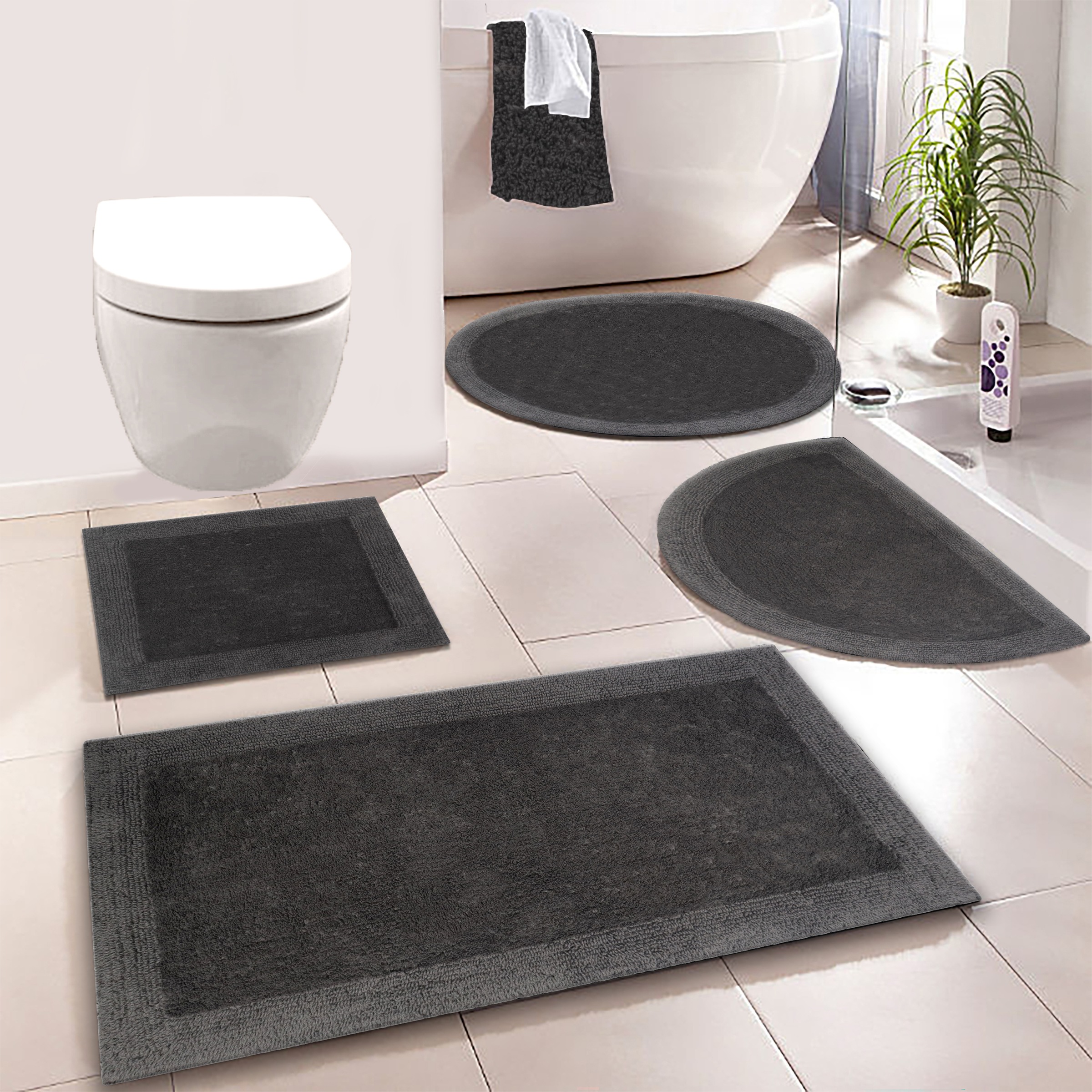 my home Badematte »Kapra, Badvorleger, Badezimmer Teppich«, beidseitig nutzbar-fußbodenheizungsgeeignet-strapazierfähig, mit Bordüre, Badteppich, Badematte