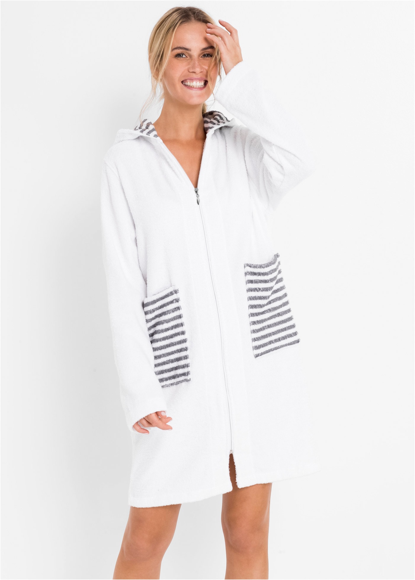 bonprix Bademantel "Frottee Bademantel aus Bio-Baumwolle mit Reißverschluss günstig online kaufen