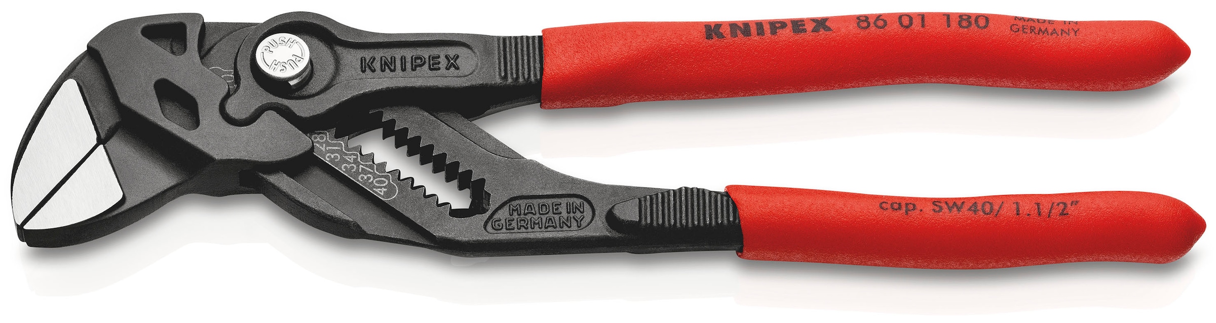 Knipex Zangenschlüssel "86 01 180 Zange und Schraubenschlüssel in einem Werkzeug", (1 tlg.), grau atramentiert, mit Kuns