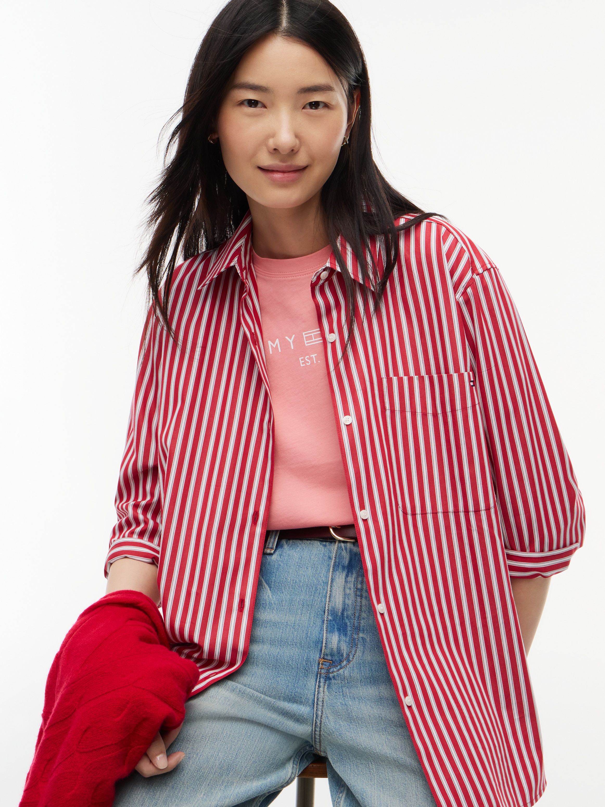 Tommy Hilfiger Langarmbluse »ESS POPLIN EASY FIT SHIRT« Baumwolle