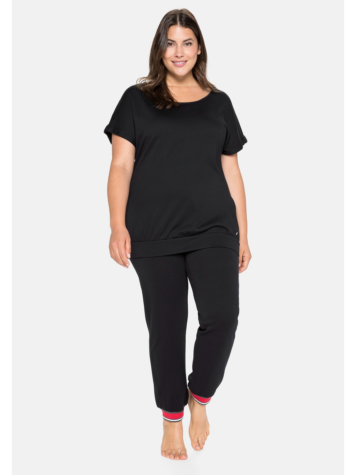 hinten »Große Größen«, T-Shirt mit Streifen-Applikation kaufen Sheego BAUR | online