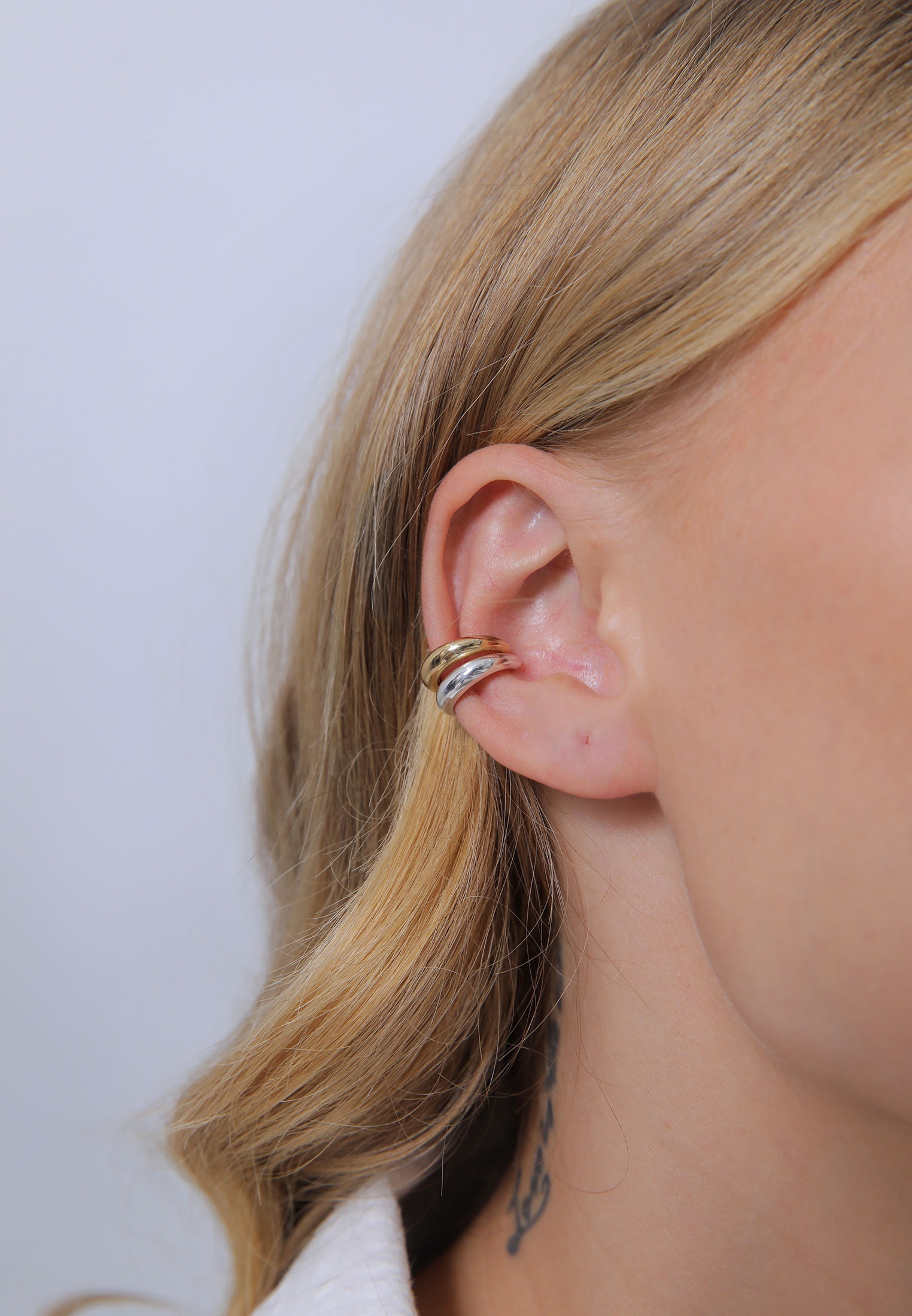 Elli Schmuckset »Ohrringe Earcuff Set Bi-Color Rund Gewölbt 925 Silber« ()