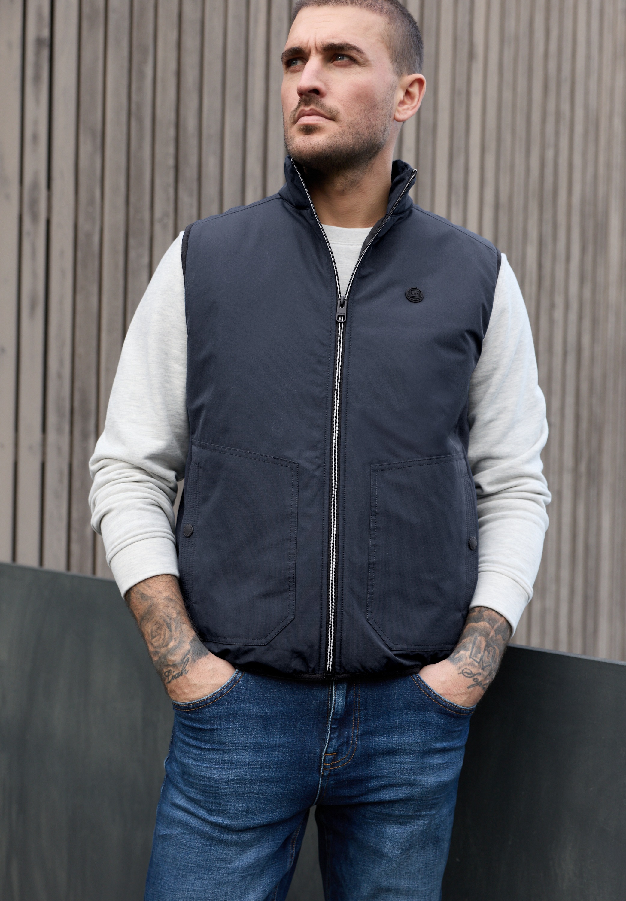 STREET ONE MEN Kurzweste mit Stehkragen