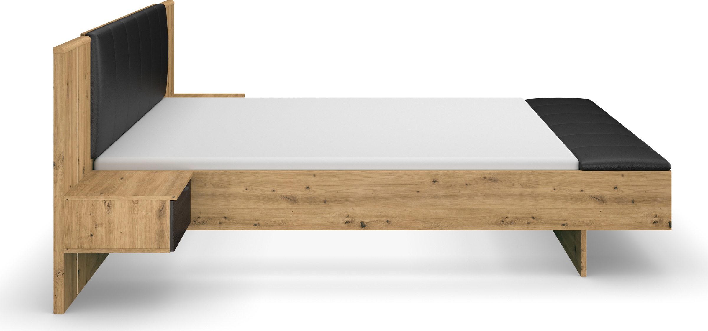 rauch Bettanlage »Bett Doppelbett Komfortbett Funktionsbett APOLLON« Liegefläche 180x200, optional mit Bettbank und Stauraum, 3 tlg. tlg. Polster-Kopfteil in Lederoptik black, mit Beleuchtung MADE IN GERMANY
